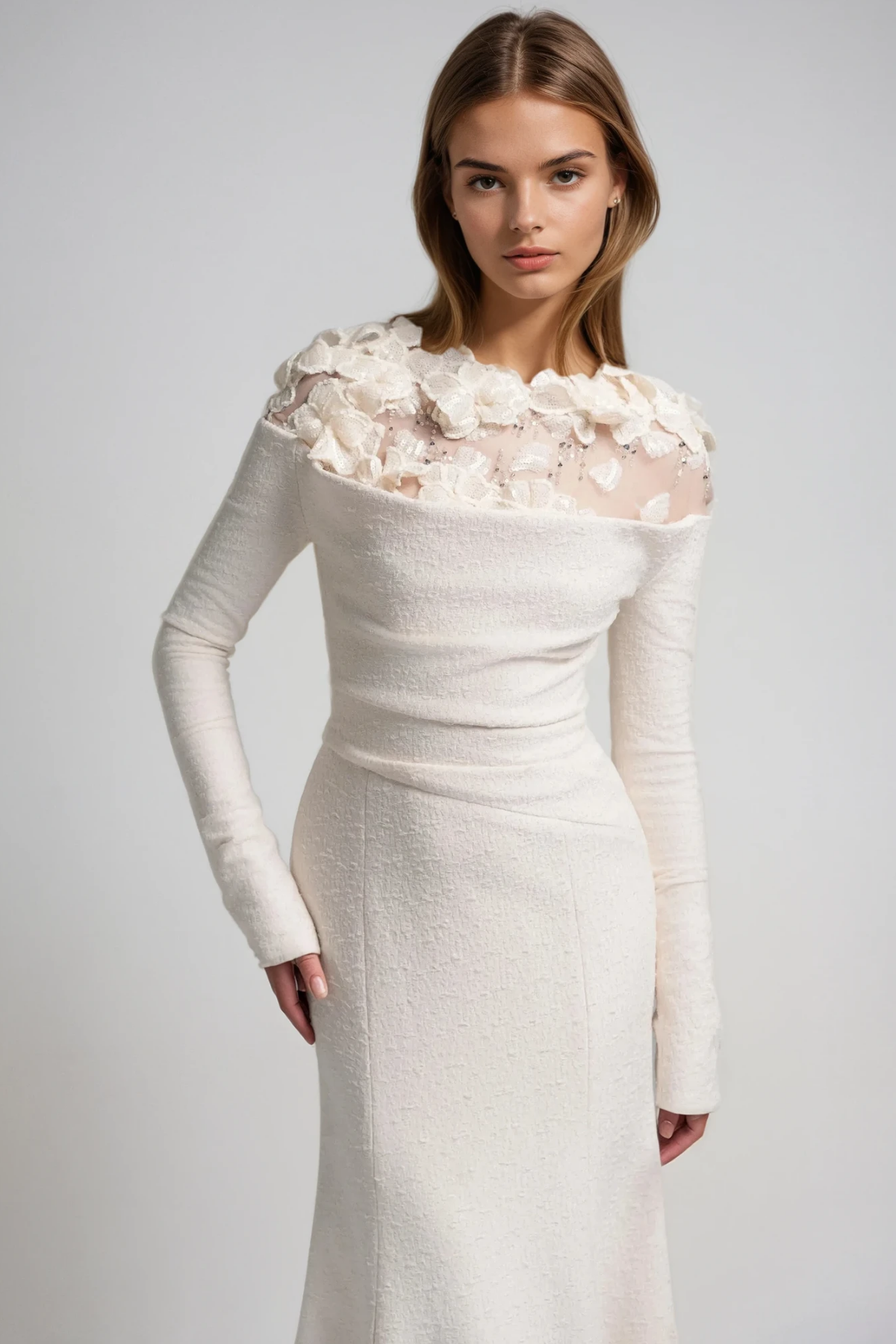 Dennis Flower Deconstruct Maxi Dress In Apricot