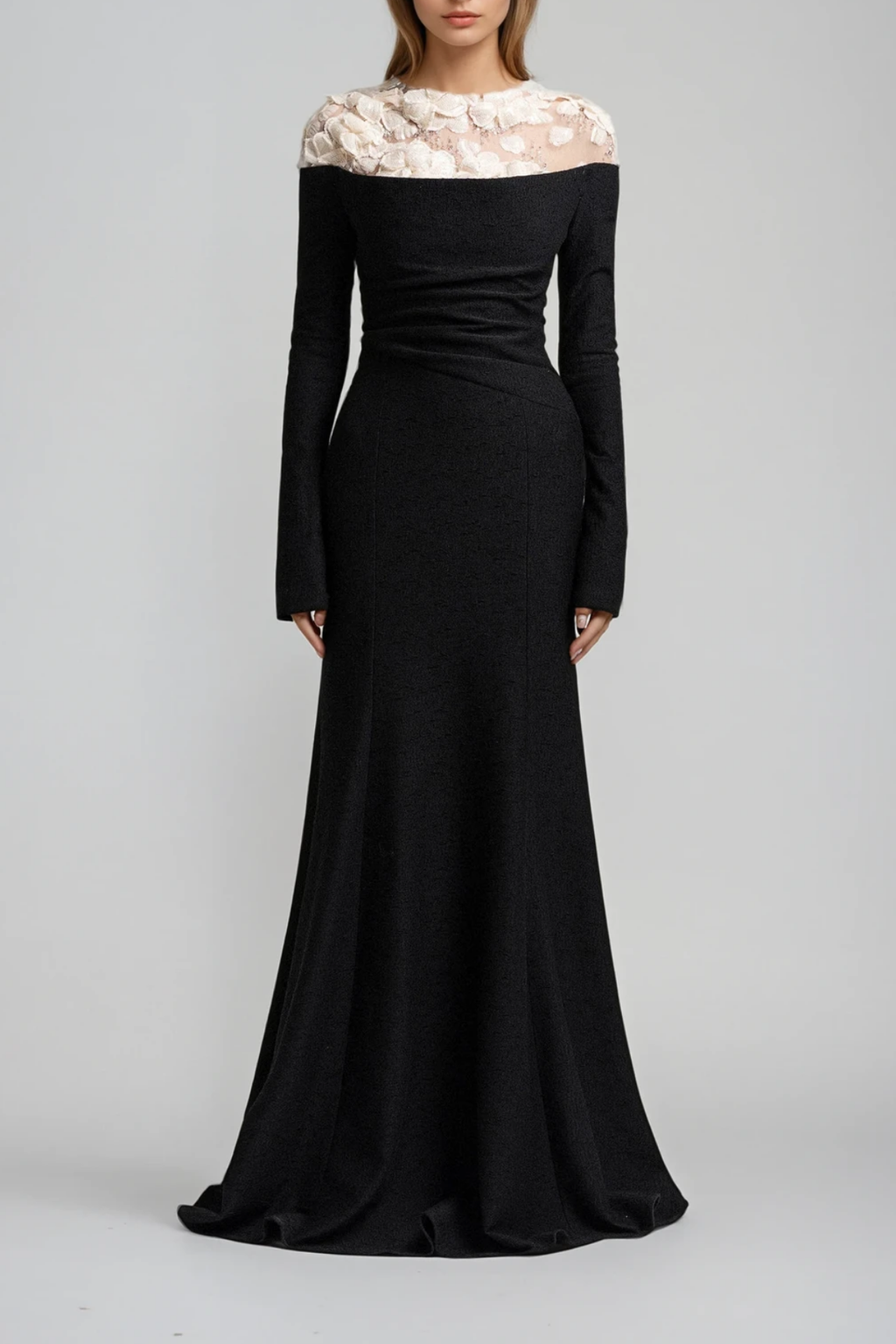 Dennis Flower Deconstruct Maxi Dress In Black