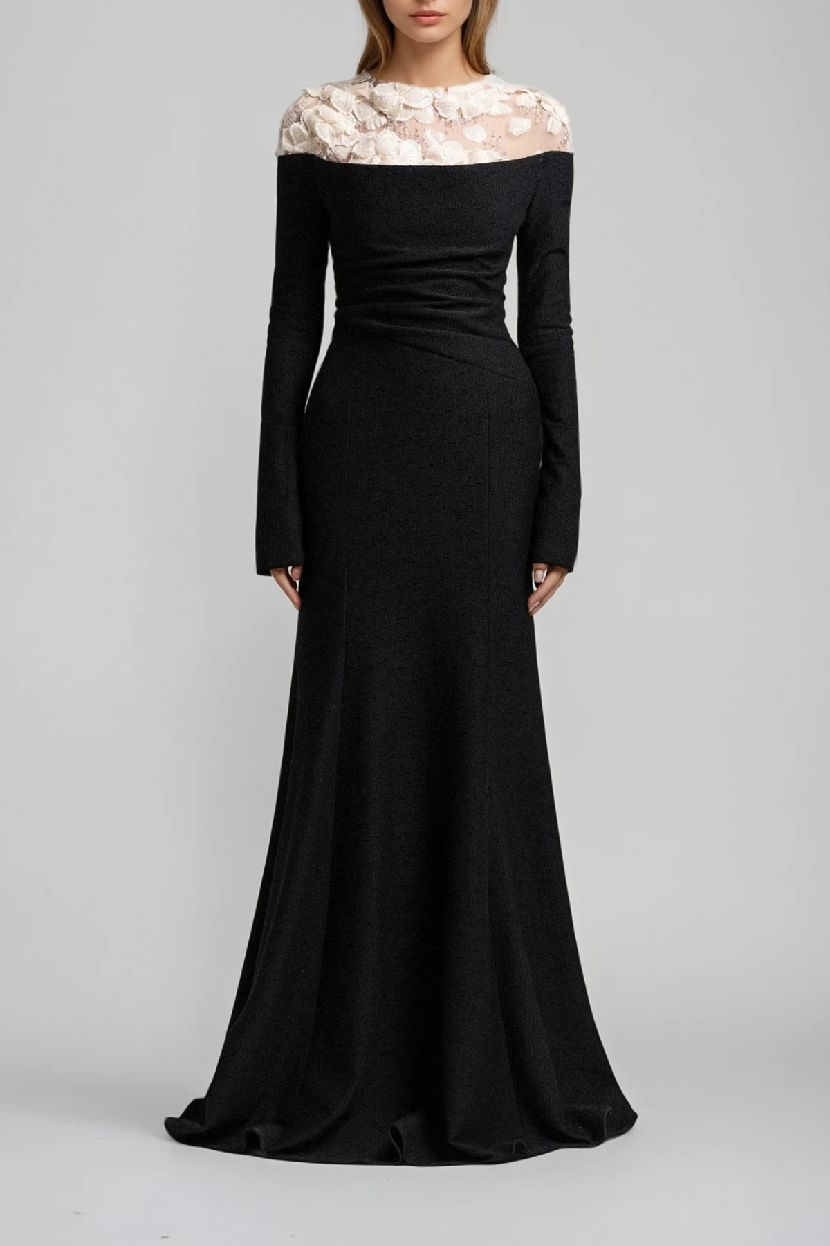 Dennis Flower Deconstruct Maxi Dress In Black