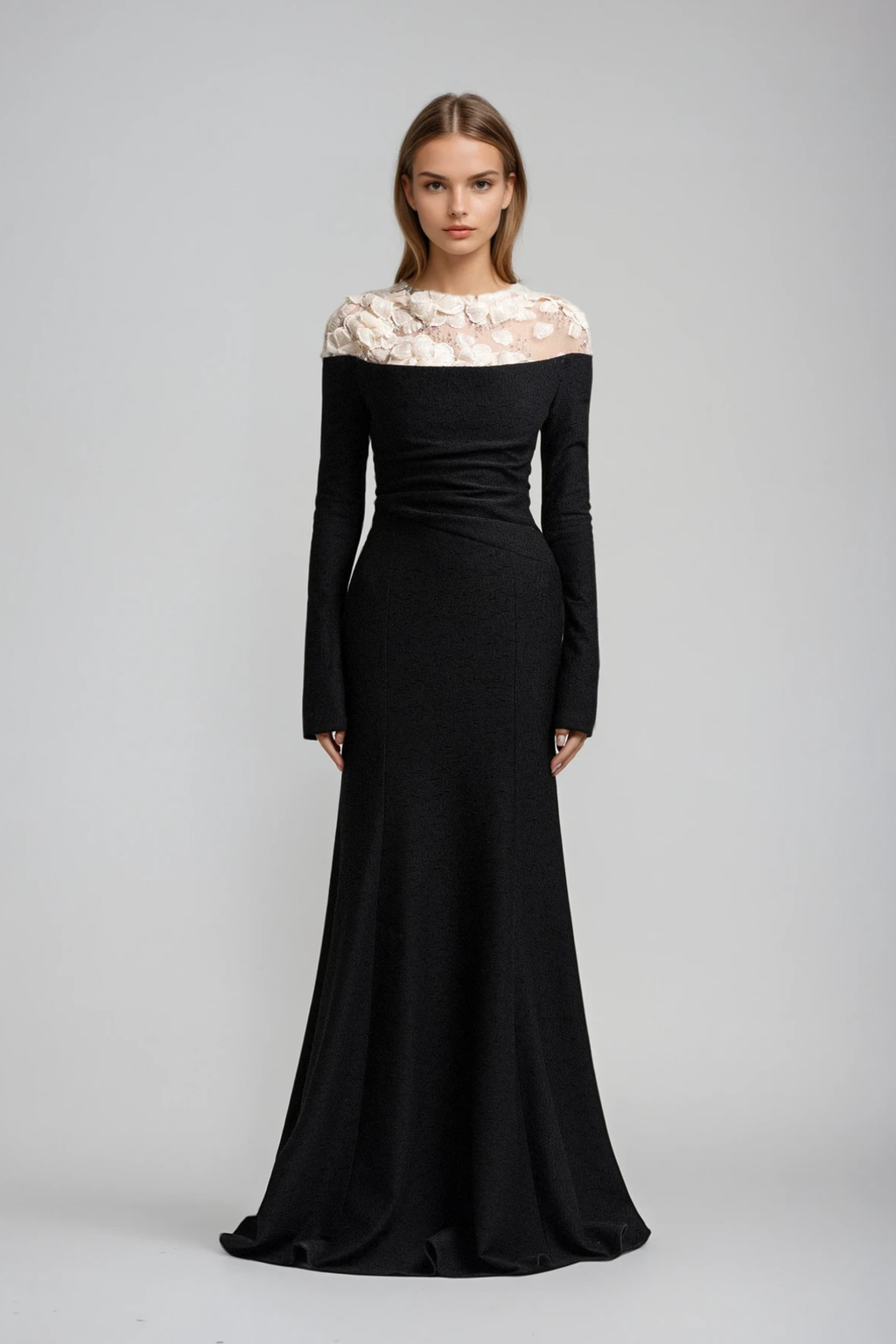 Dennis Flower Deconstruct Maxi Dress In Black