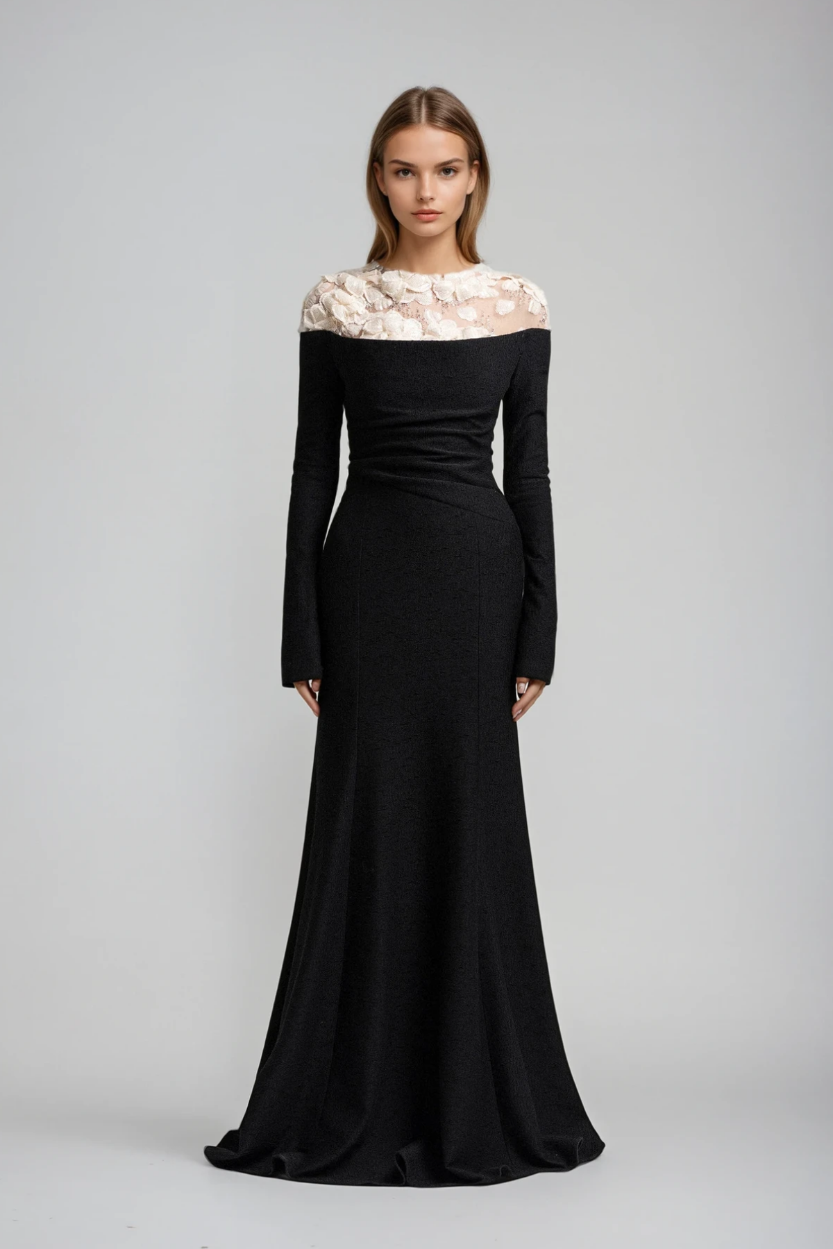 Dennis Flower Deconstruct Maxi Dress In Black