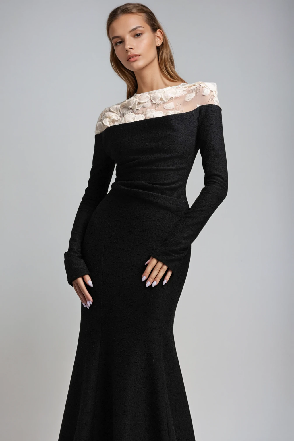 Dennis Flower Deconstruct Maxi Dress In Black