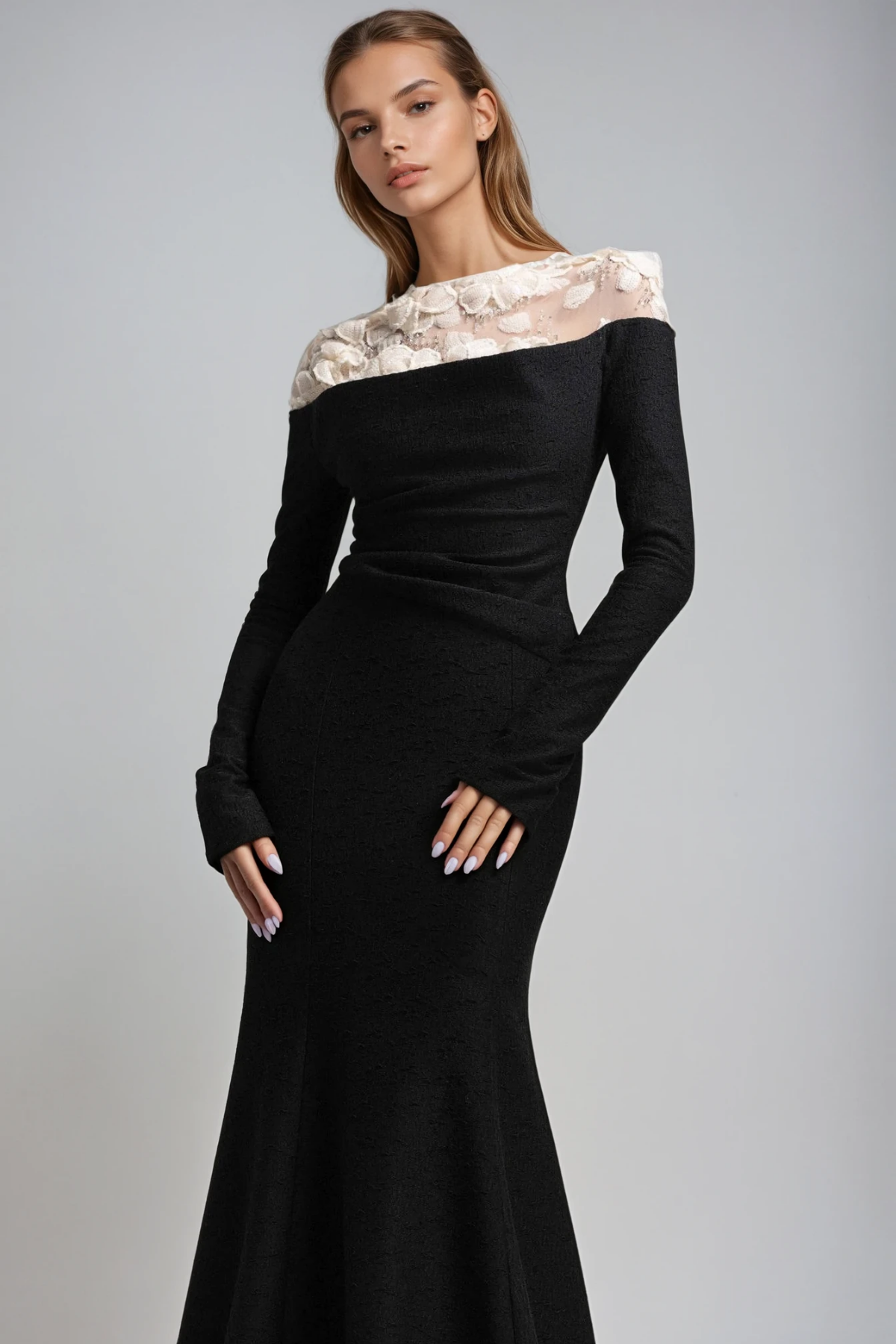 Dennis Flower Deconstruct Maxi Dress In Black