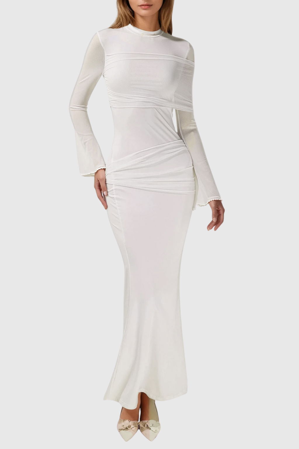 Denny Asymmetric Ruch Maxi Dress
