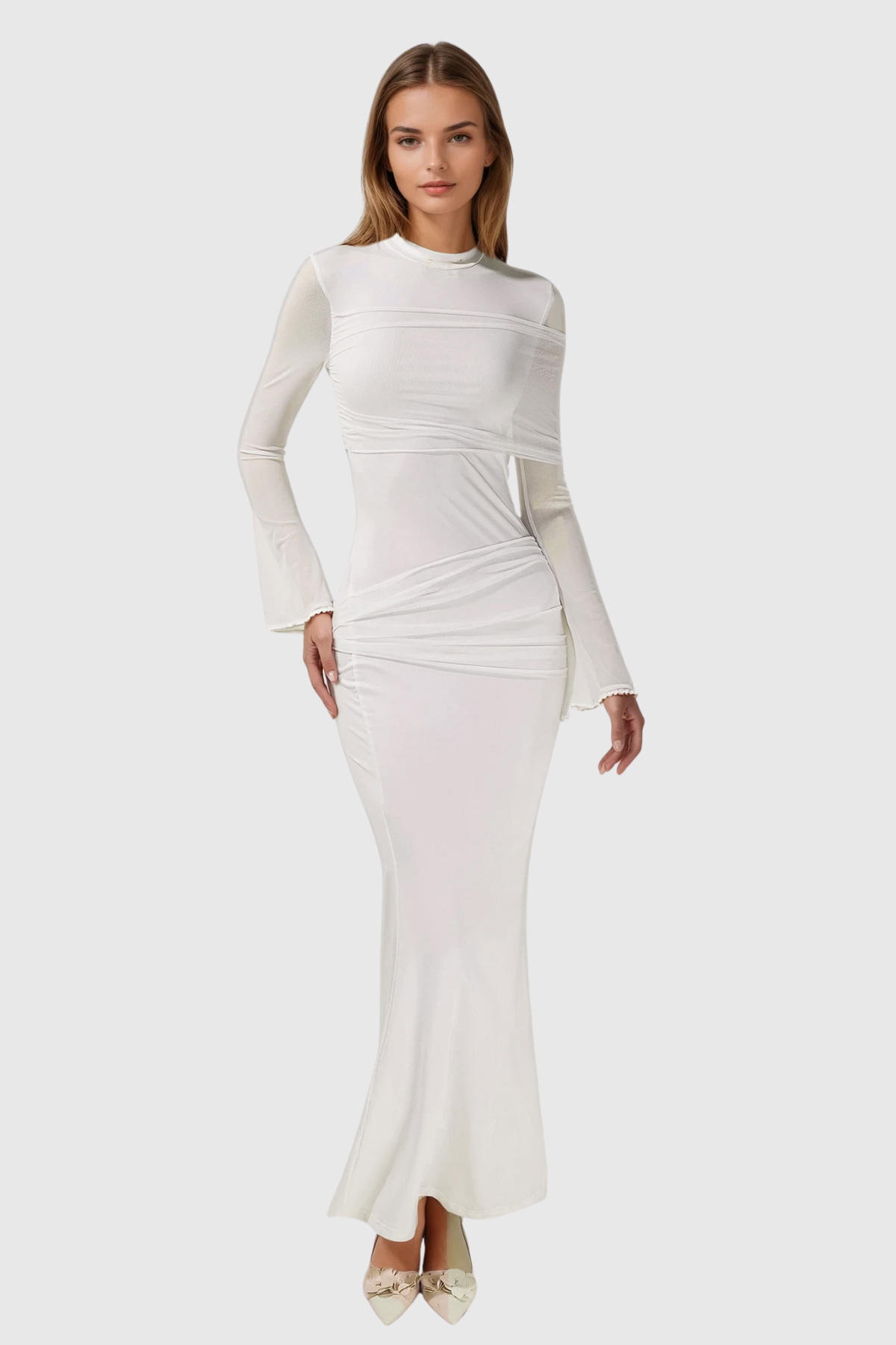 Denny Asymmetric Ruch Maxi Dress