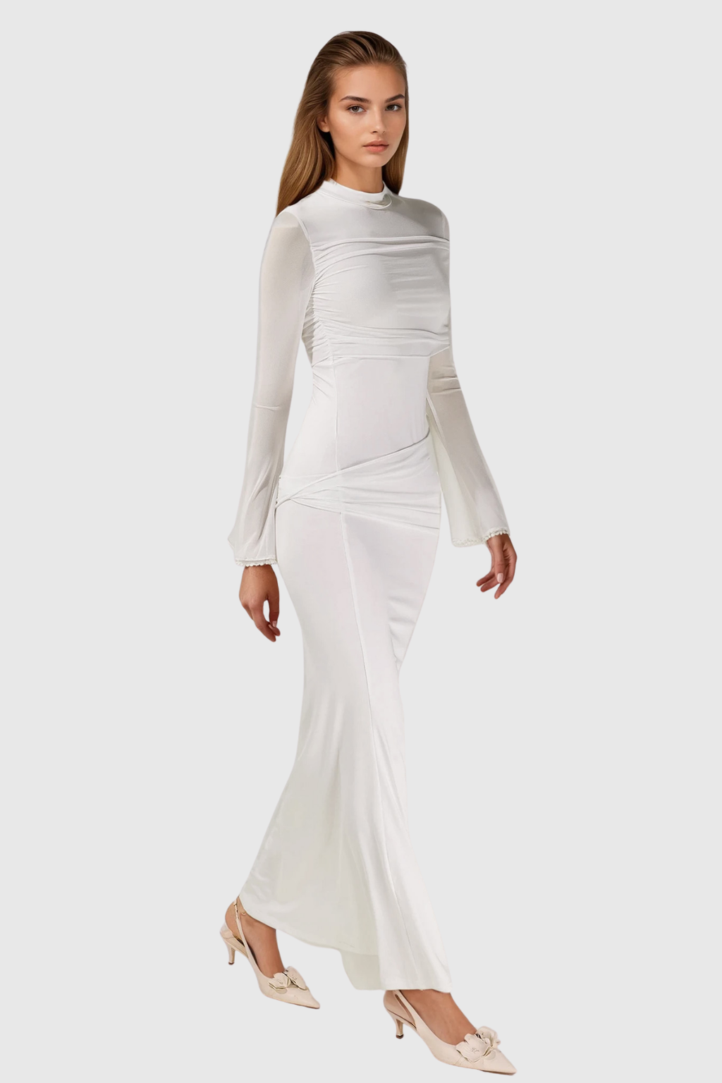 Denny Asymmetric Ruch Maxi Dress
