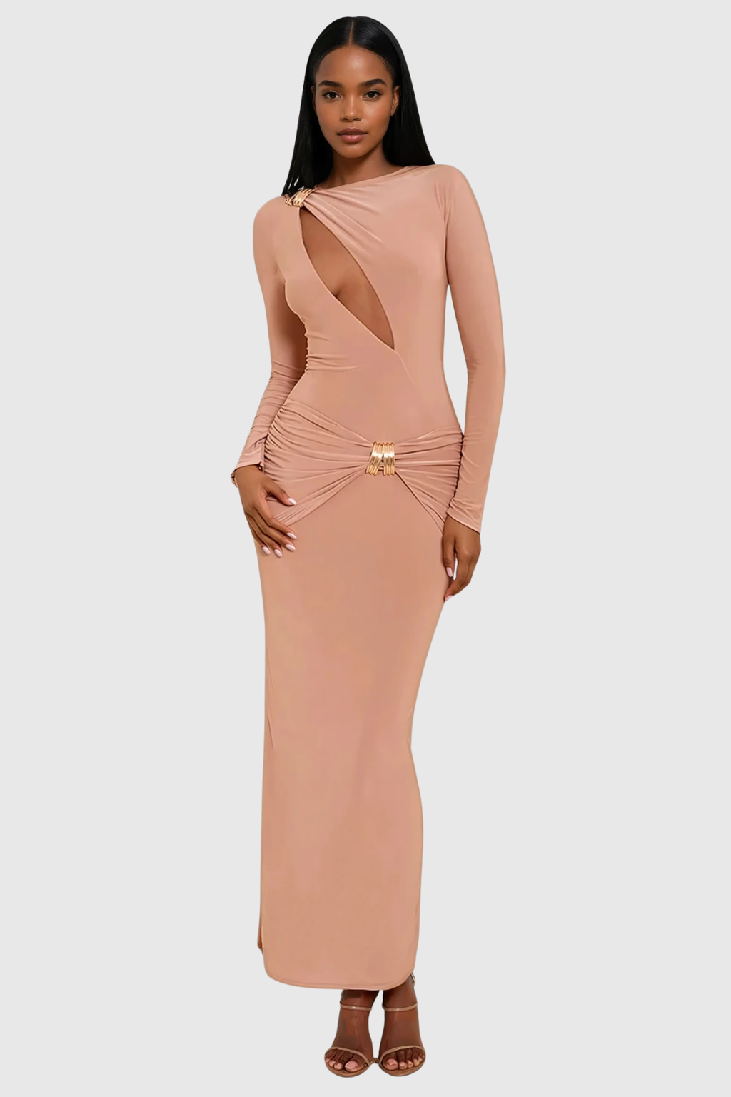 Denton Bodycon Cutout Maxi Dress In Orange