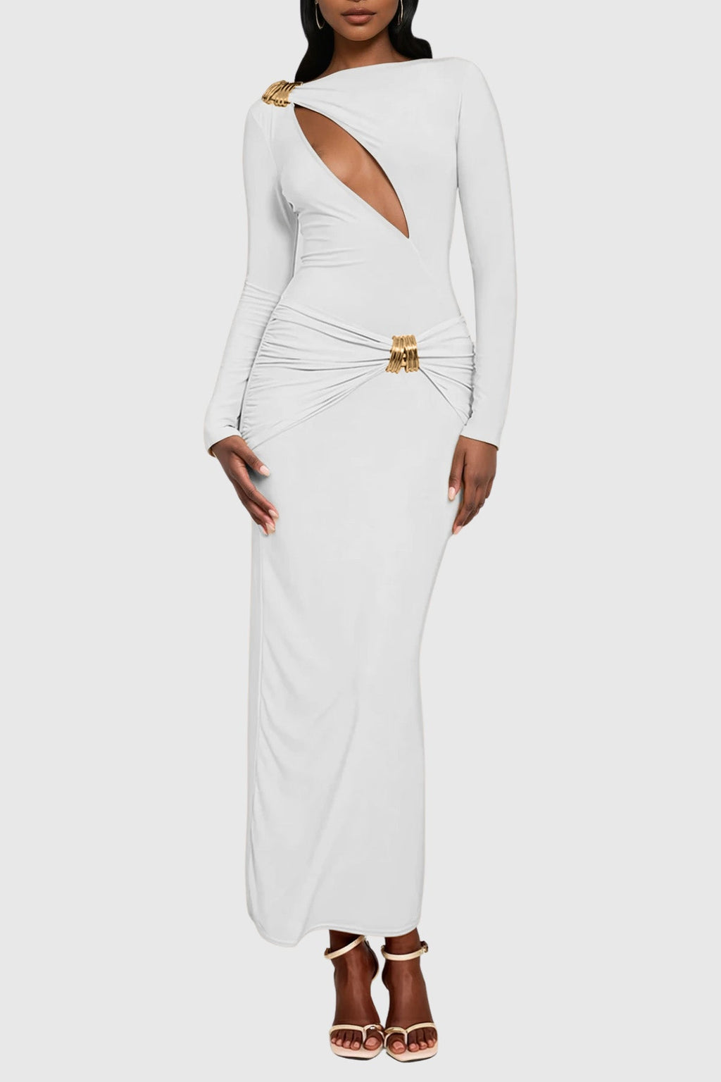 Denton Bodycon Cutout Maxi Dress In White