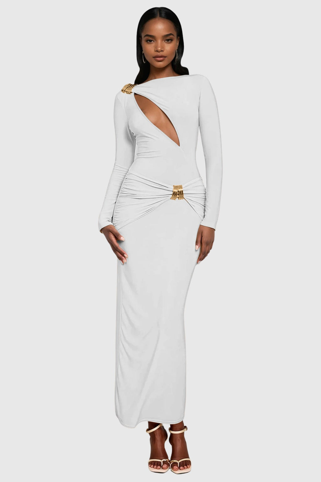 Denton Bodycon Cutout Maxi Dress In White