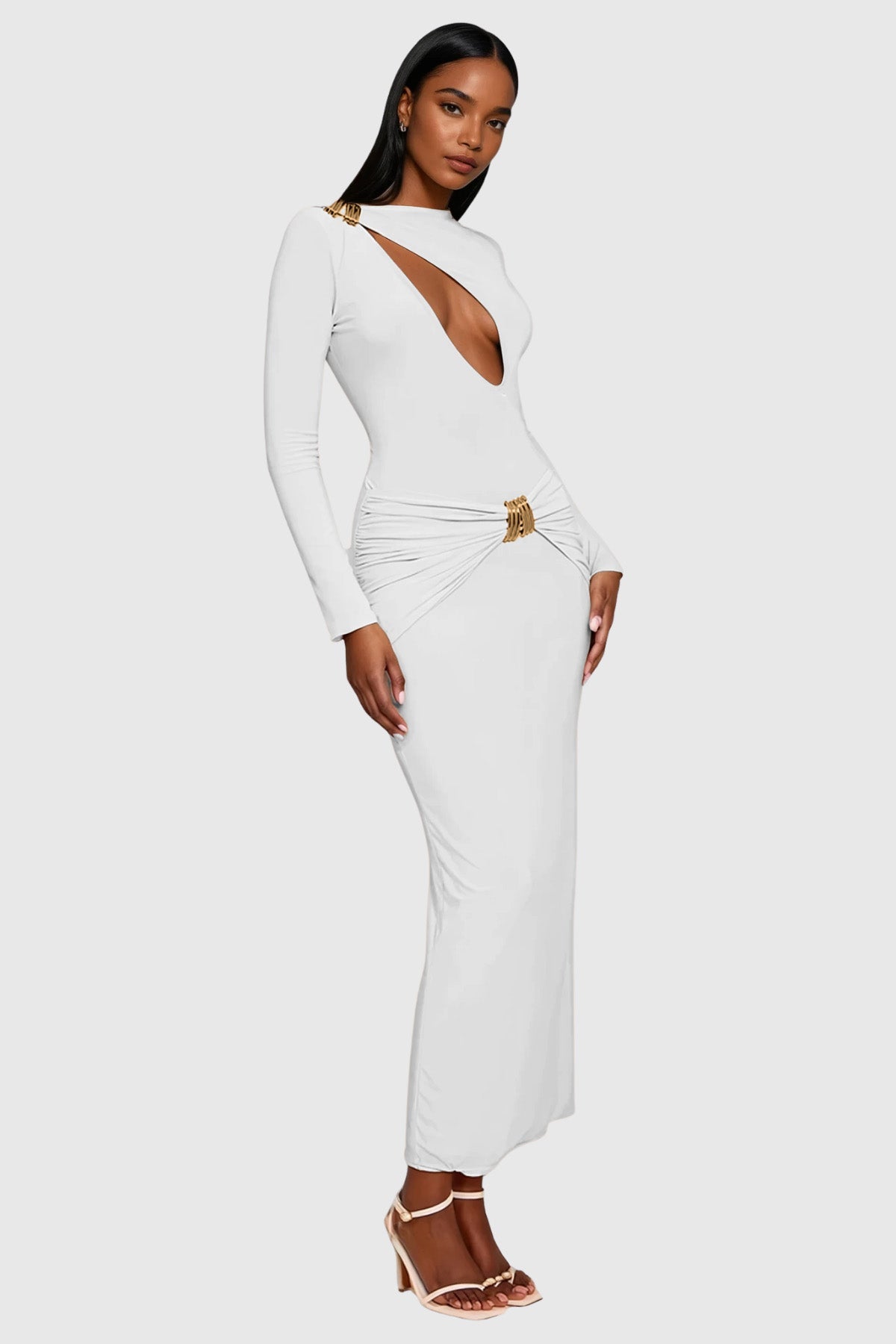 Denton Bodycon Cutout Maxi Dress In White