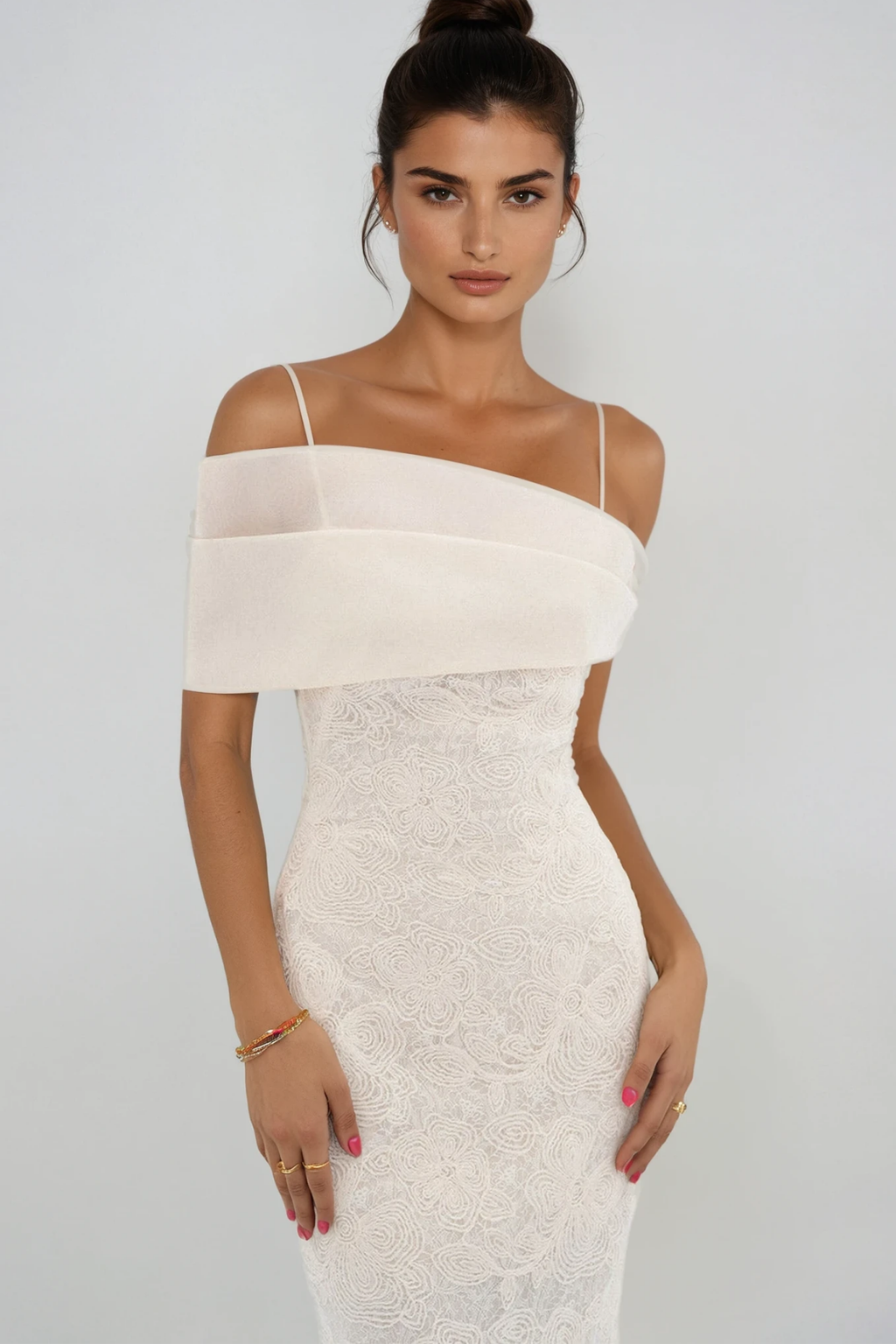 Denzel Off Shoulder Lace Maxi Dress