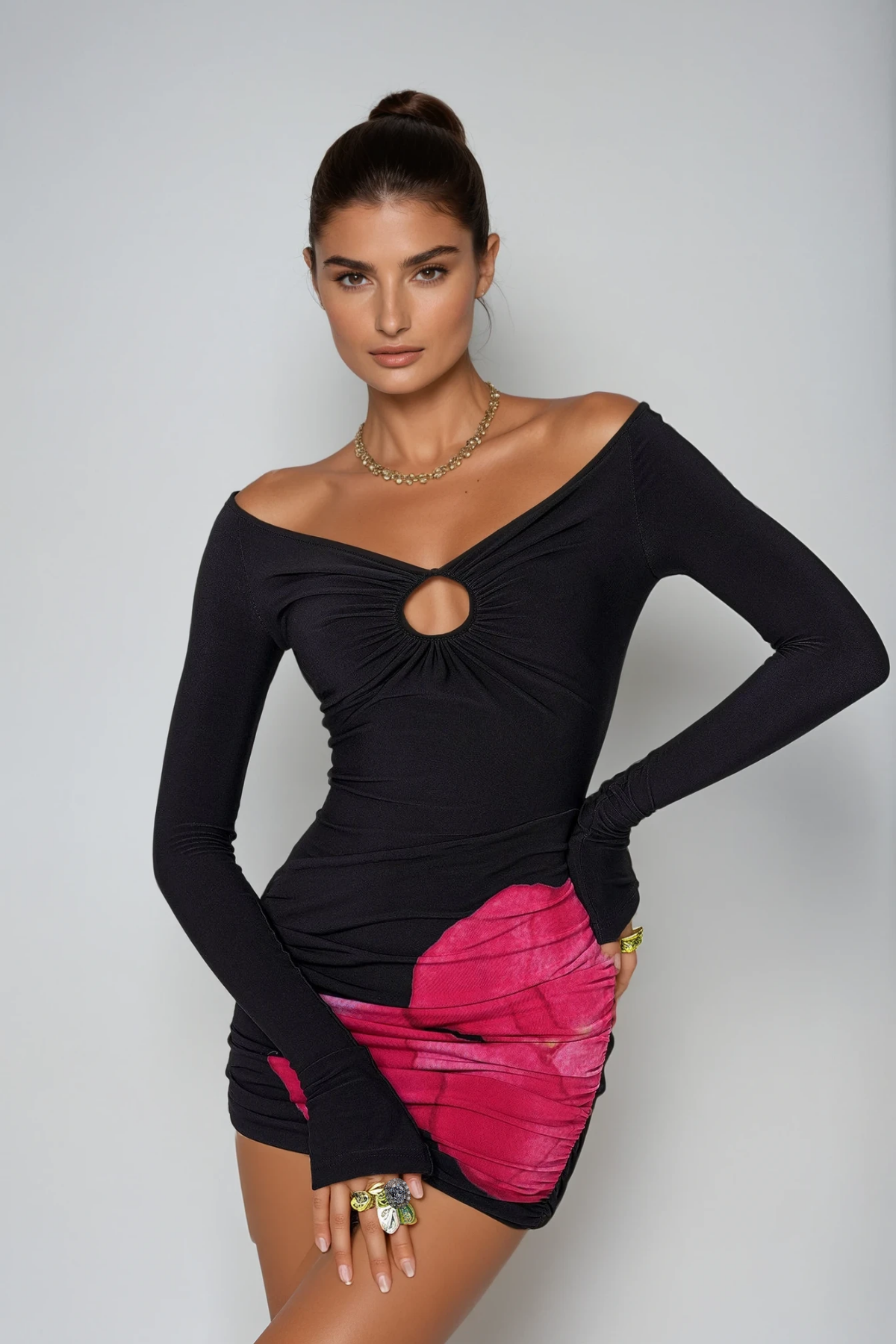 Denzil Off Shoulder Floral Mini Dress