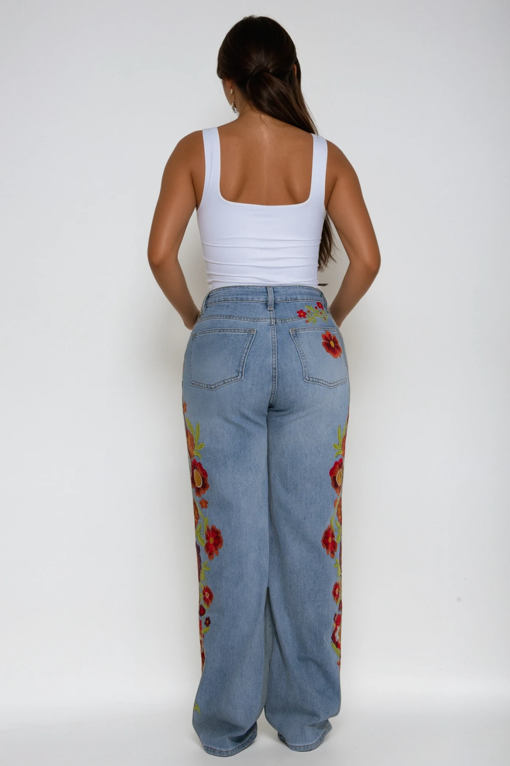 Derbiled Floral Jeans