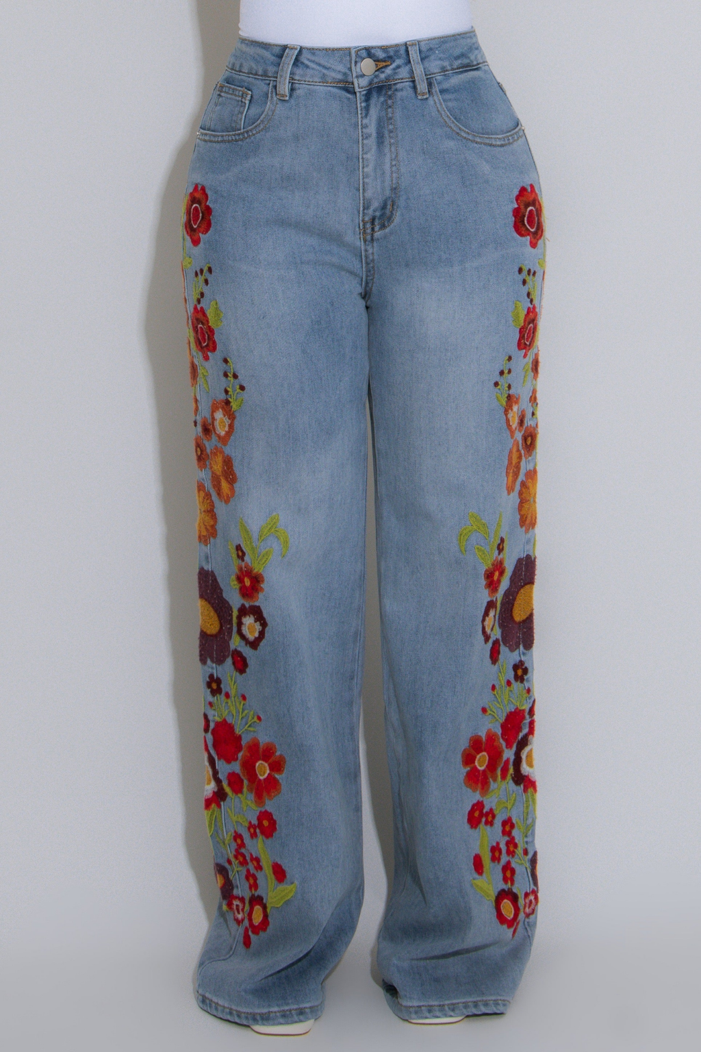 Derbiled Floral Jeans
