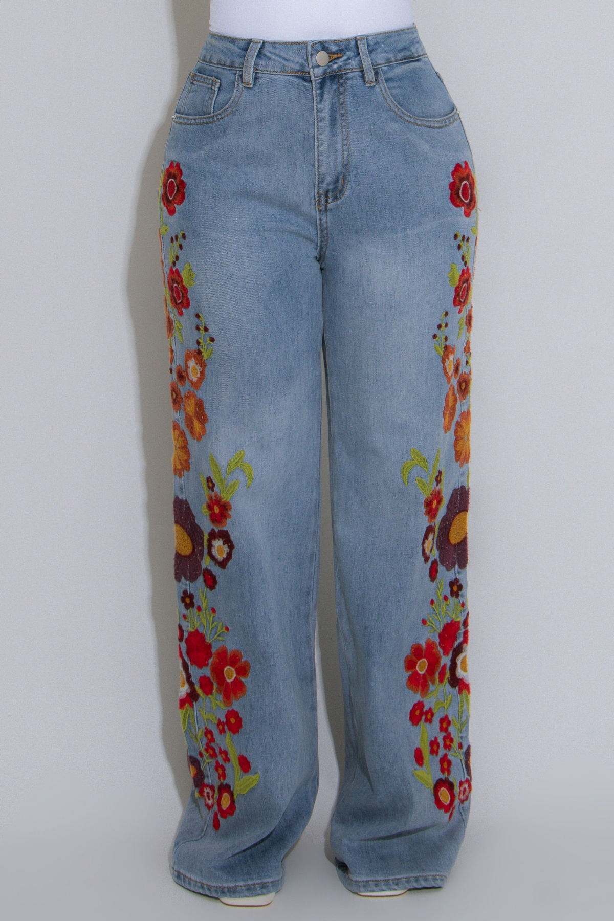 Derbiled Floral Jeans