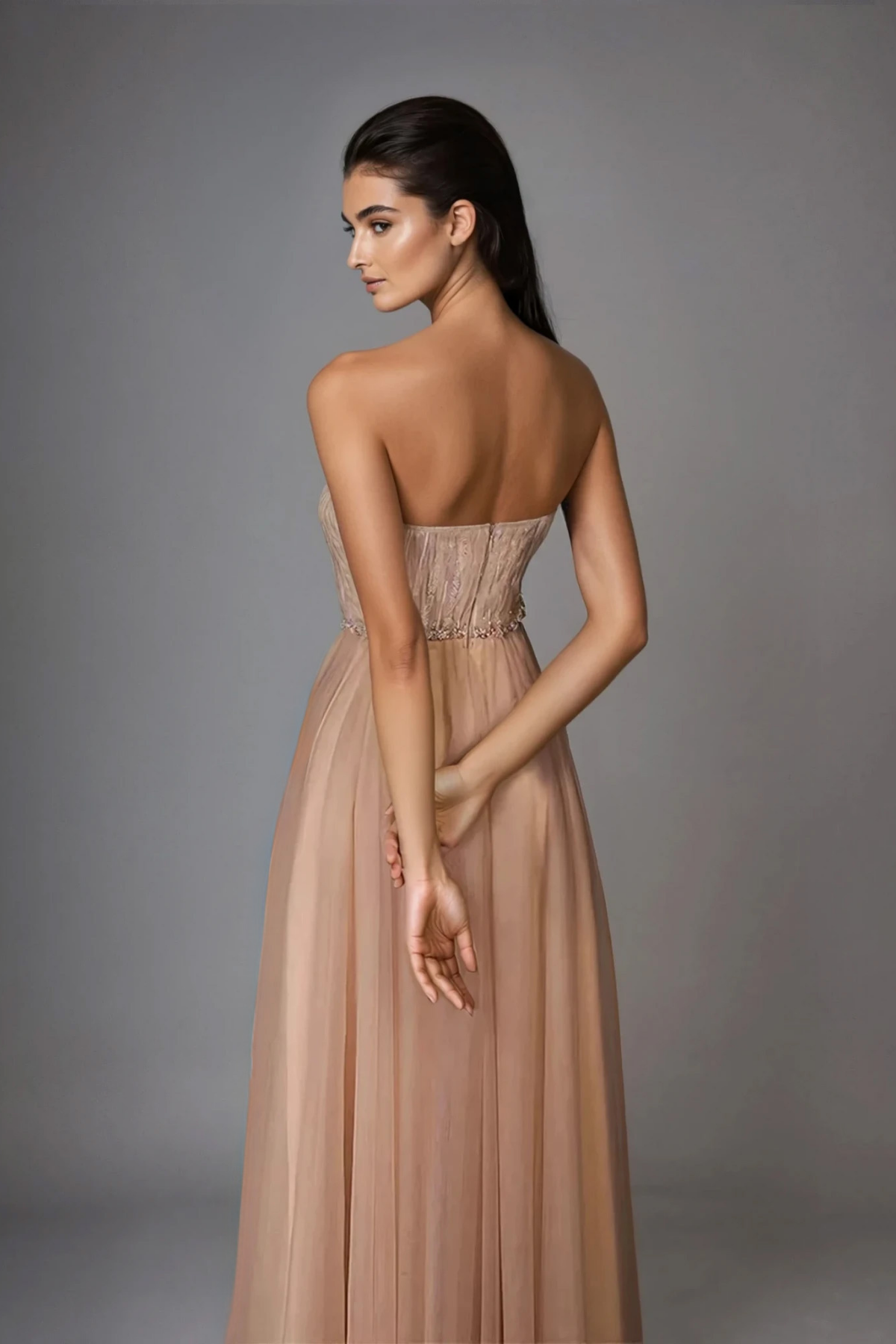 Derby Halter Neck Crystal Mesh Maxi Dress