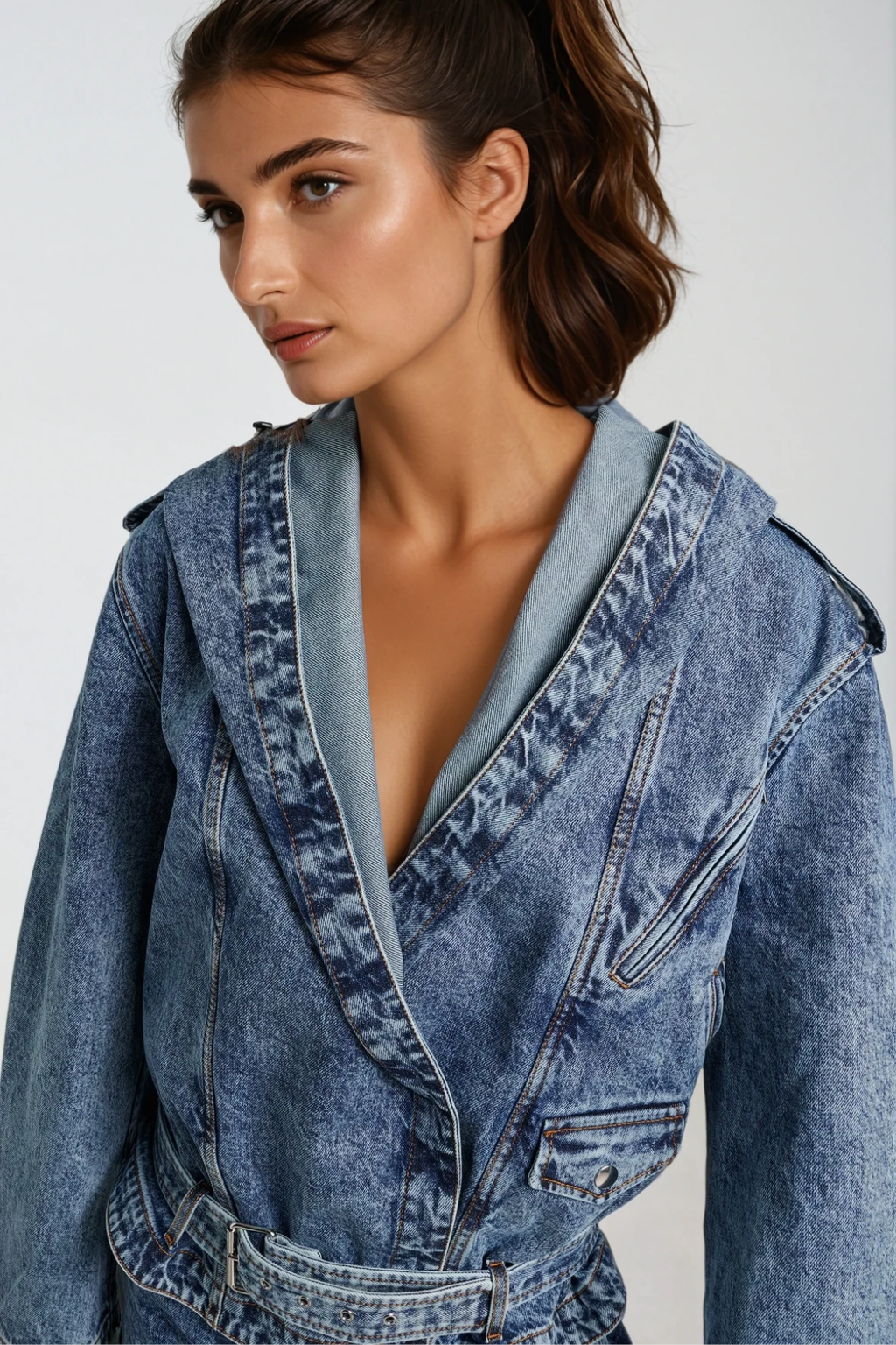 Dereck Deconstruct Hooded Denim Top