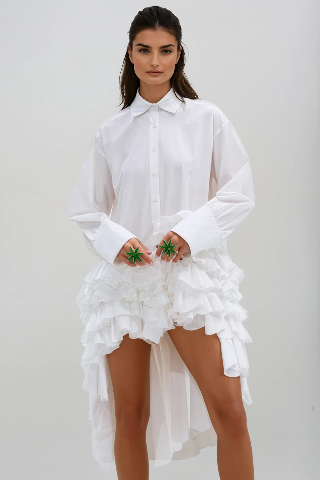 Dermot Ruffle Mini Shirt Dress