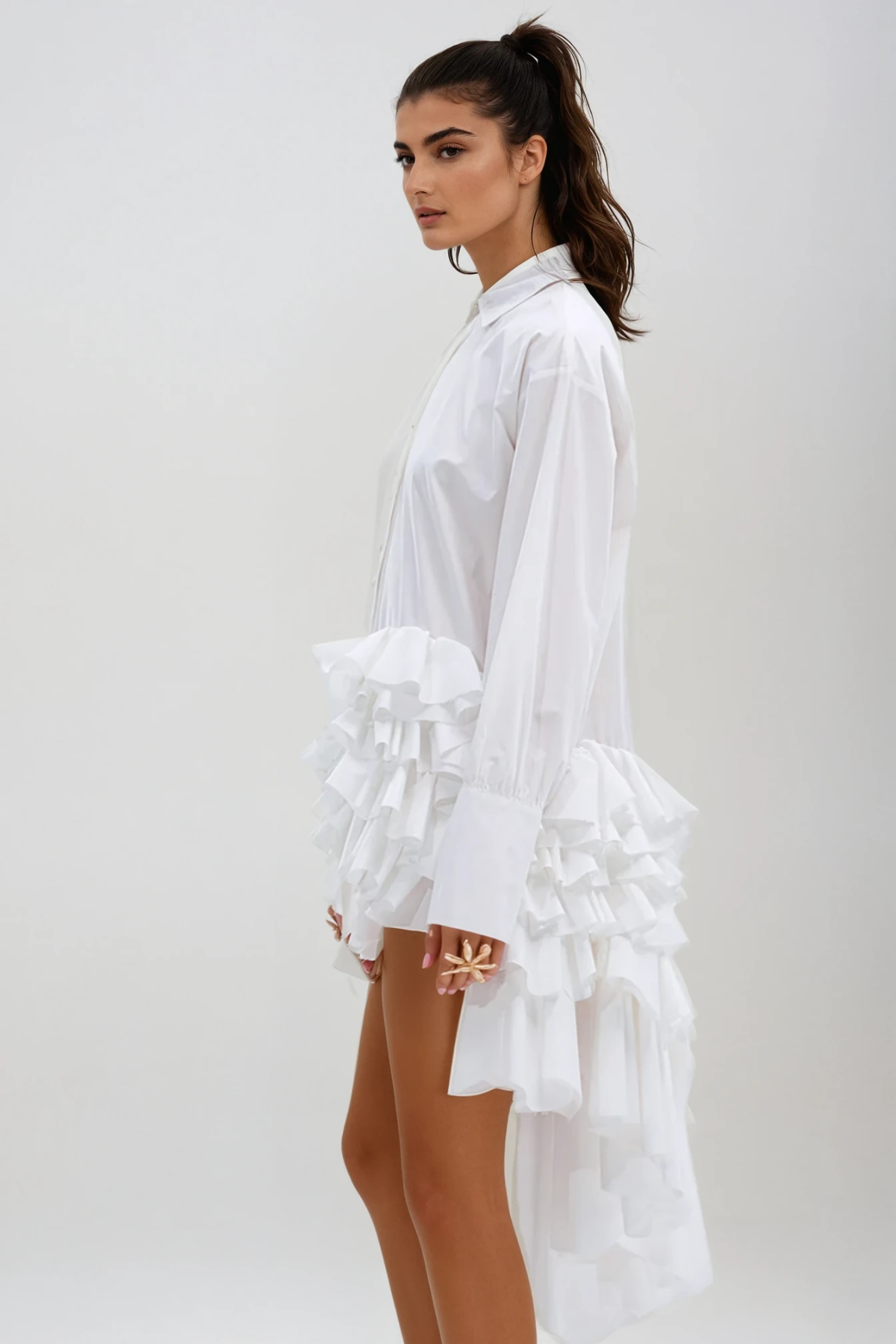 Dermot Ruffle Mini Shirt Dress