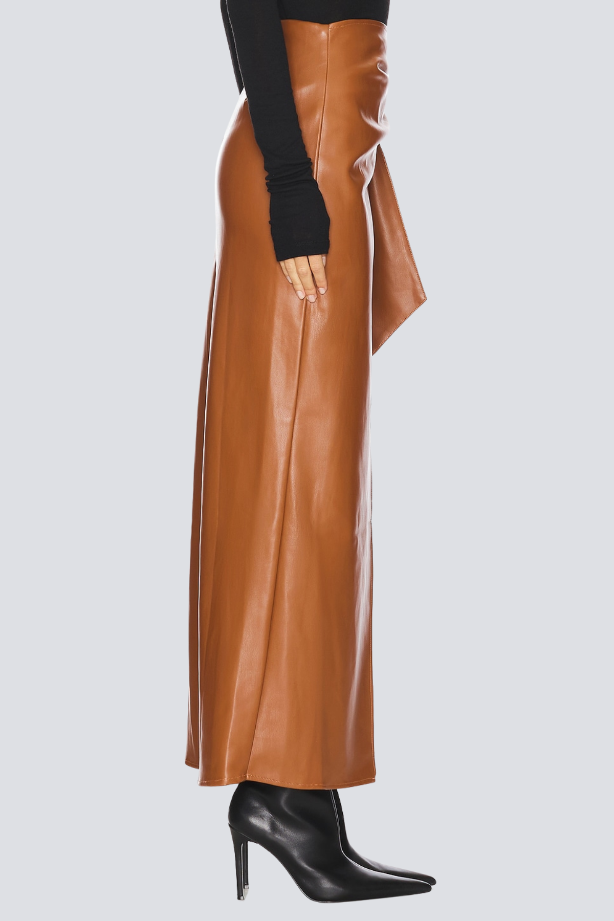 Derorit Tie Up Leather Maxi Skirt
