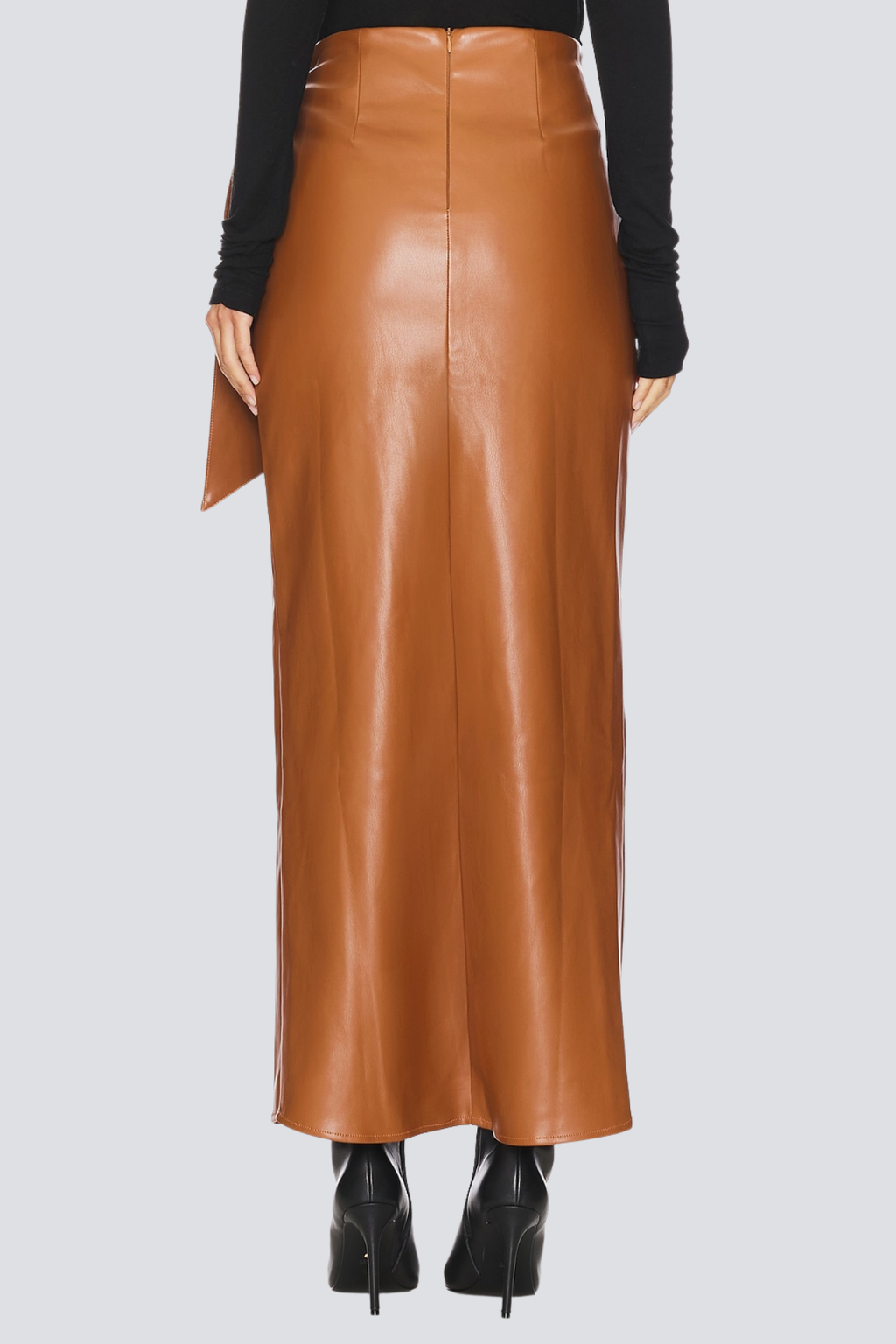 Derorit Tie Up Leather Maxi Skirt