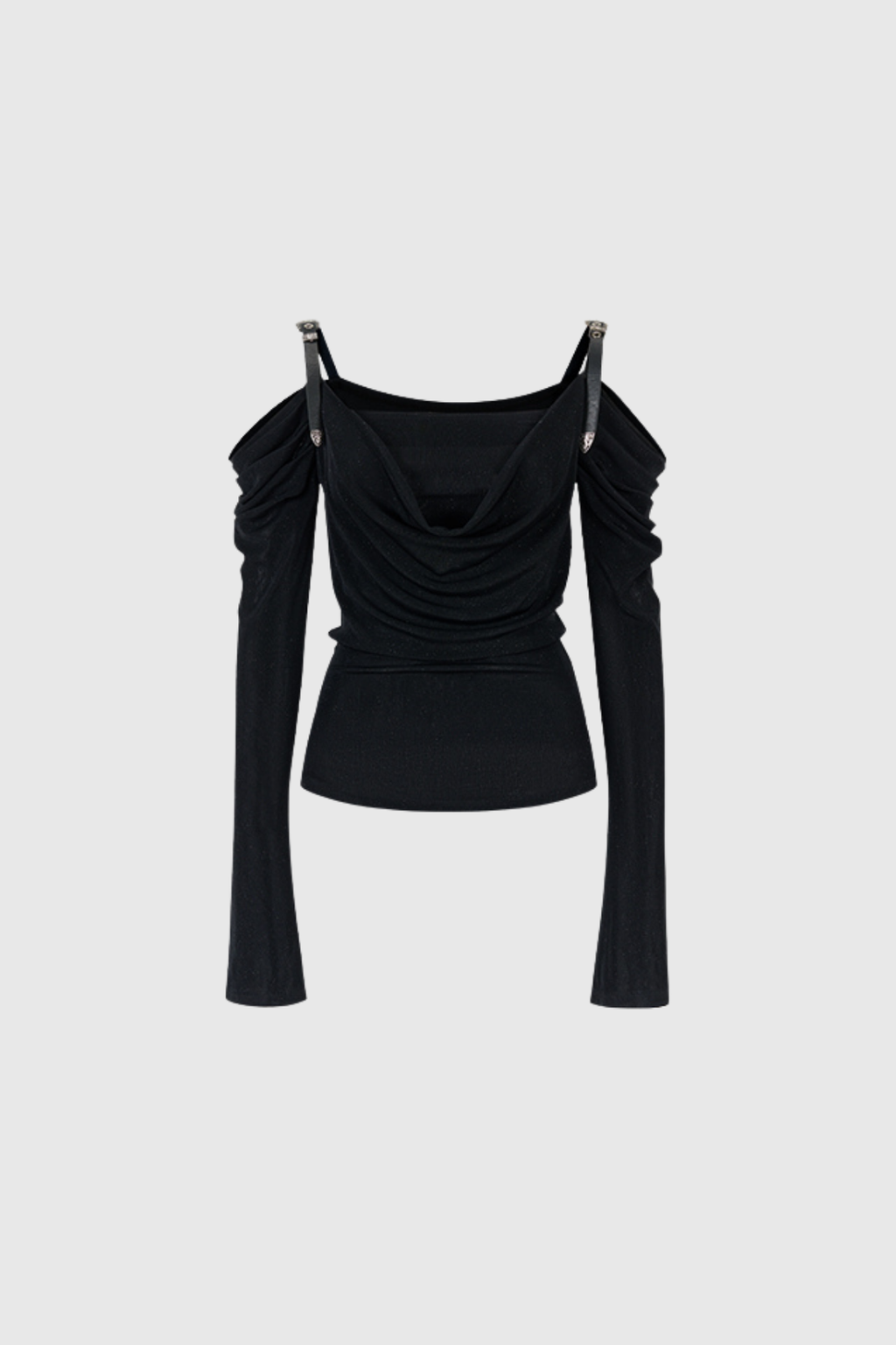 Derren Off Shoulder Deconstruct Ruch Top In Black