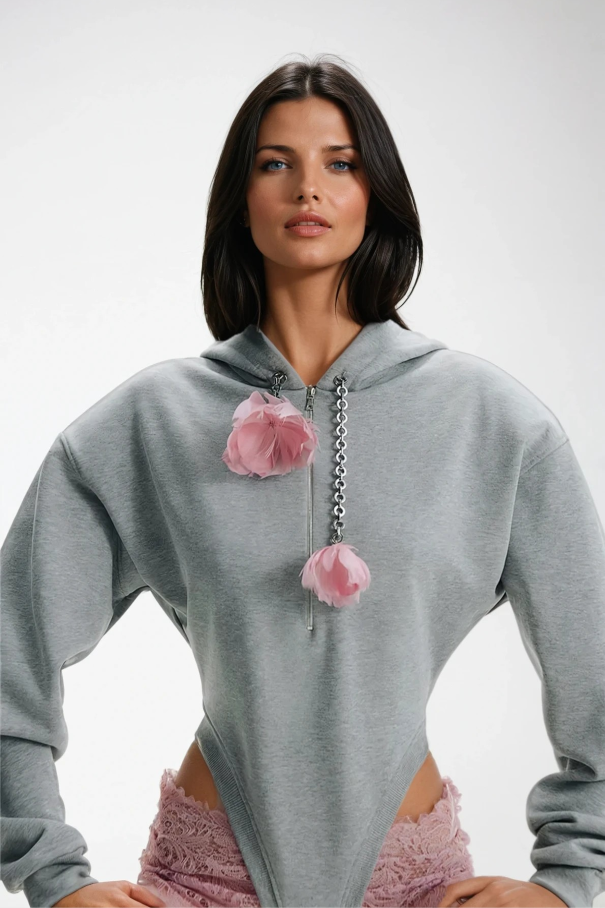 Dervla Long Sleeve Flower Hooded Bodysuit