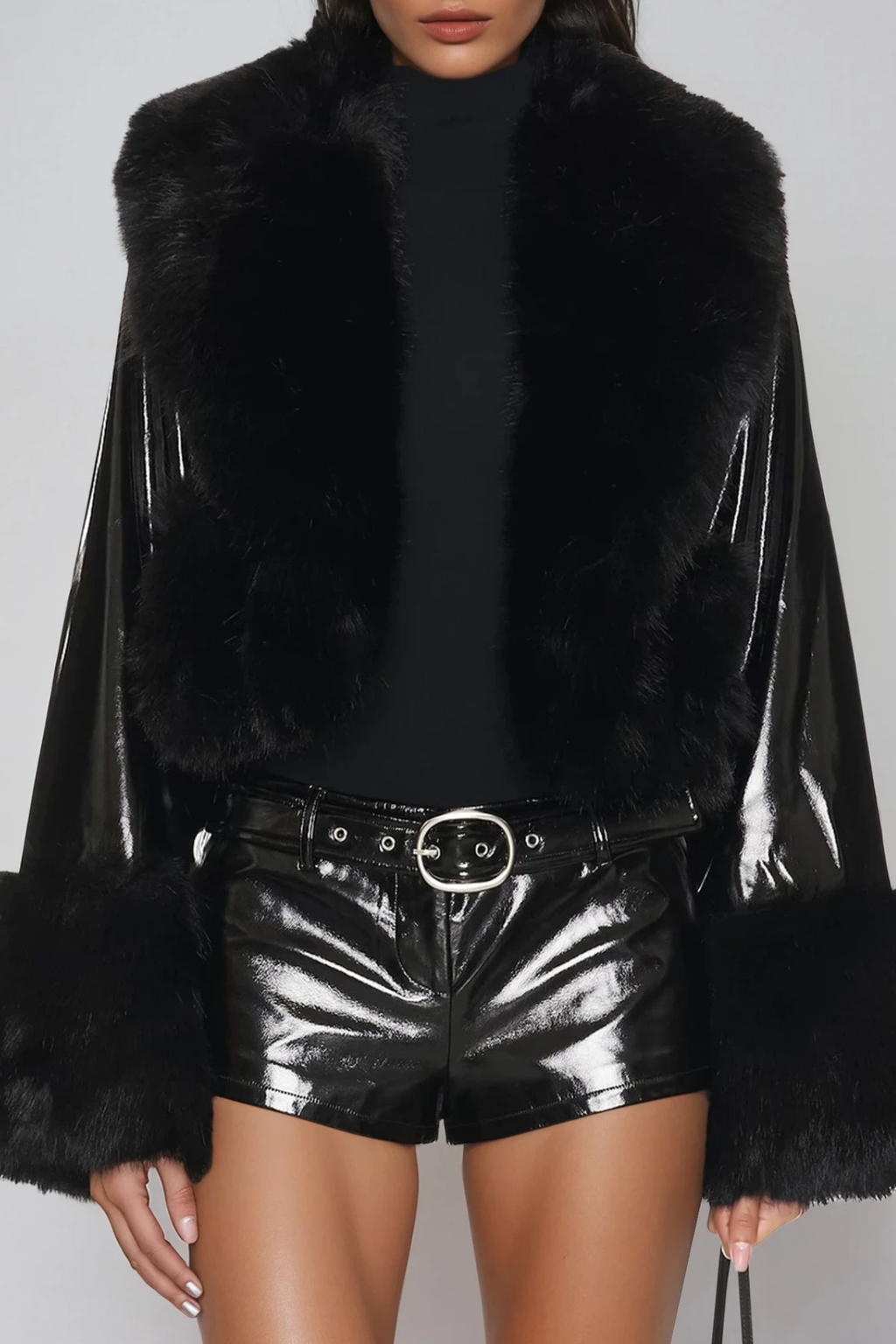 Des Deconstruct Faux Fur Leather Jacket