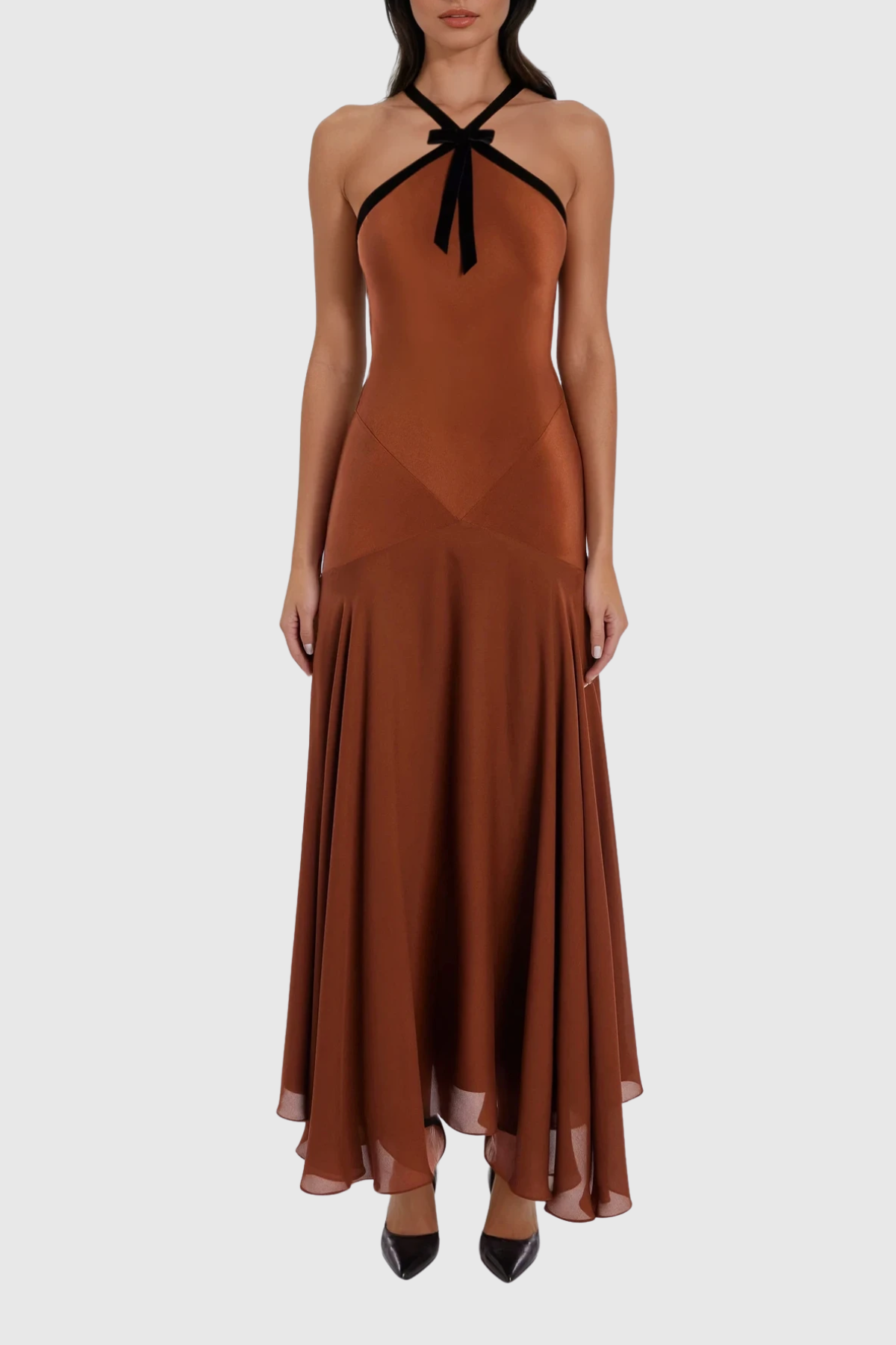 Desdemona Halter Neck Ruffle Maxi Dress