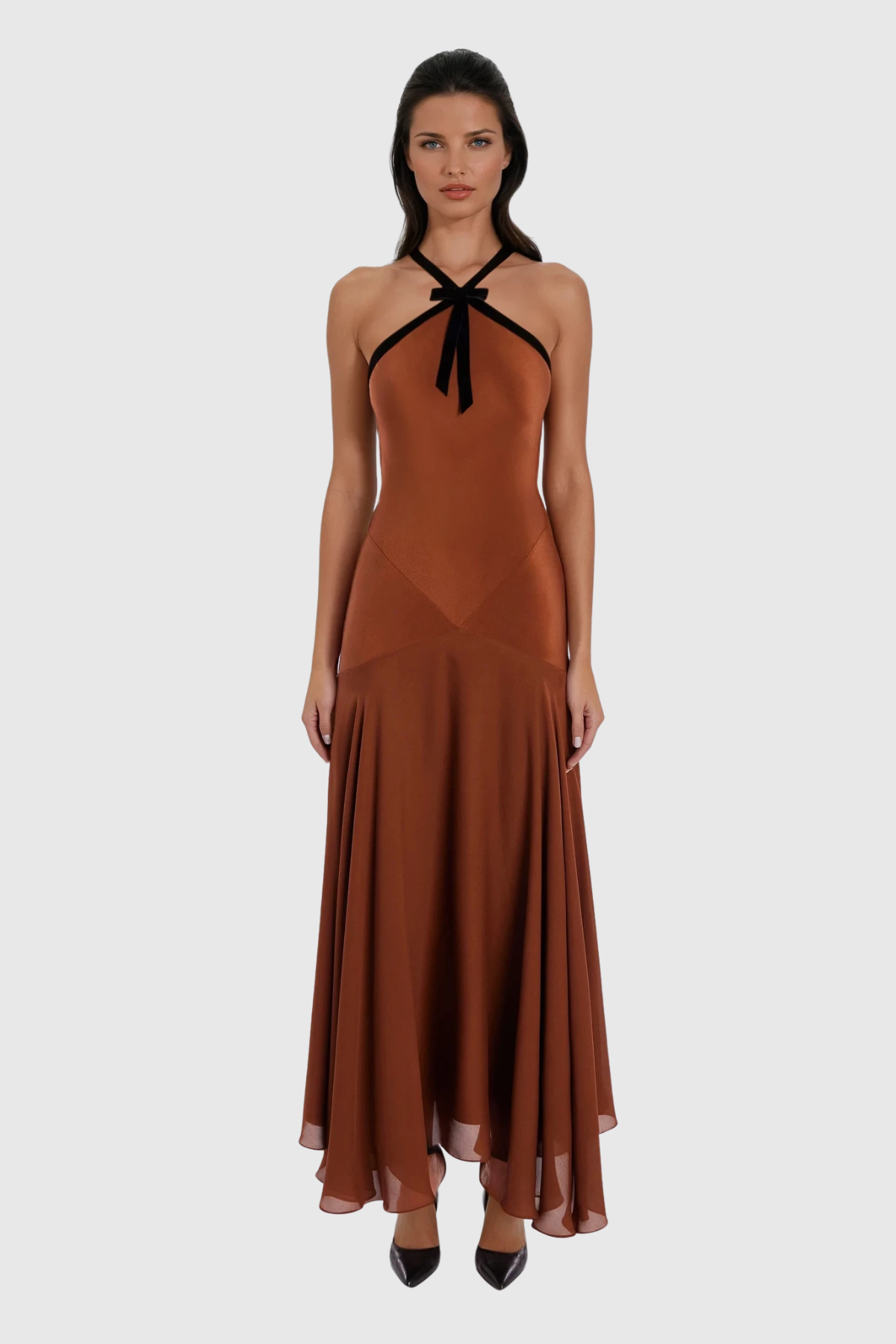 Desdemona Halter Neck Ruffle Maxi Dress