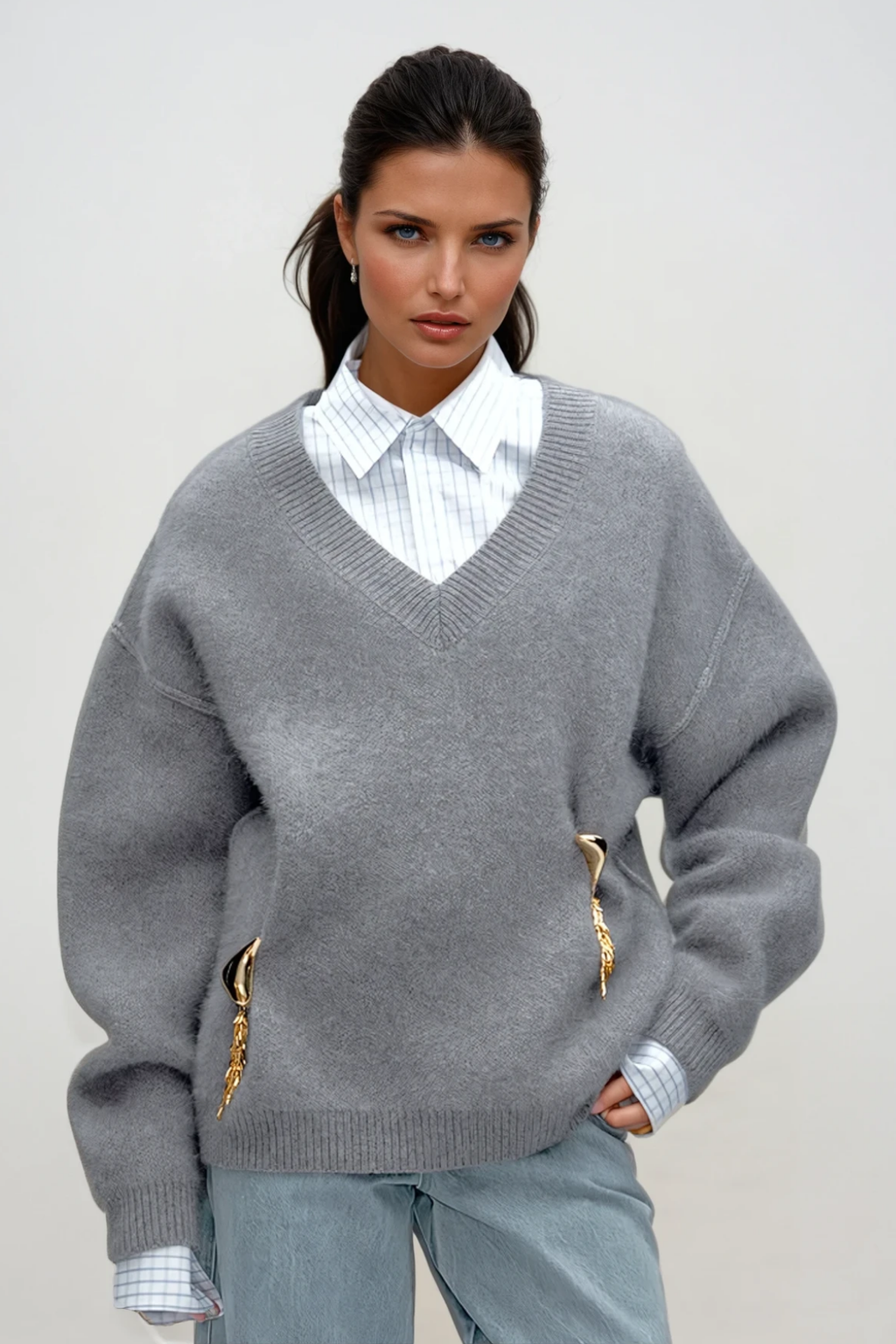 Desi V Neck Embellished Top