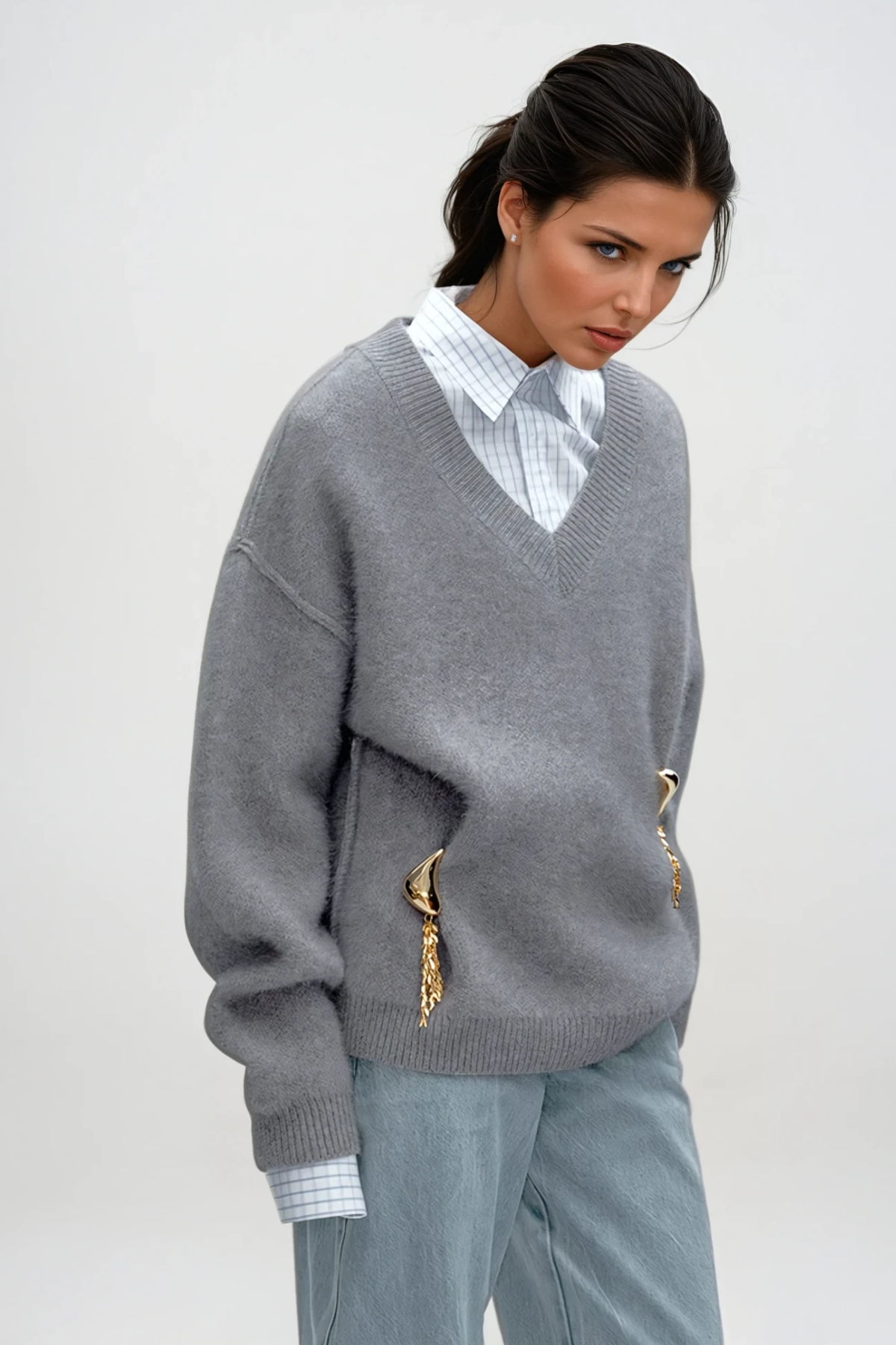 Desi V Neck Embellished Top