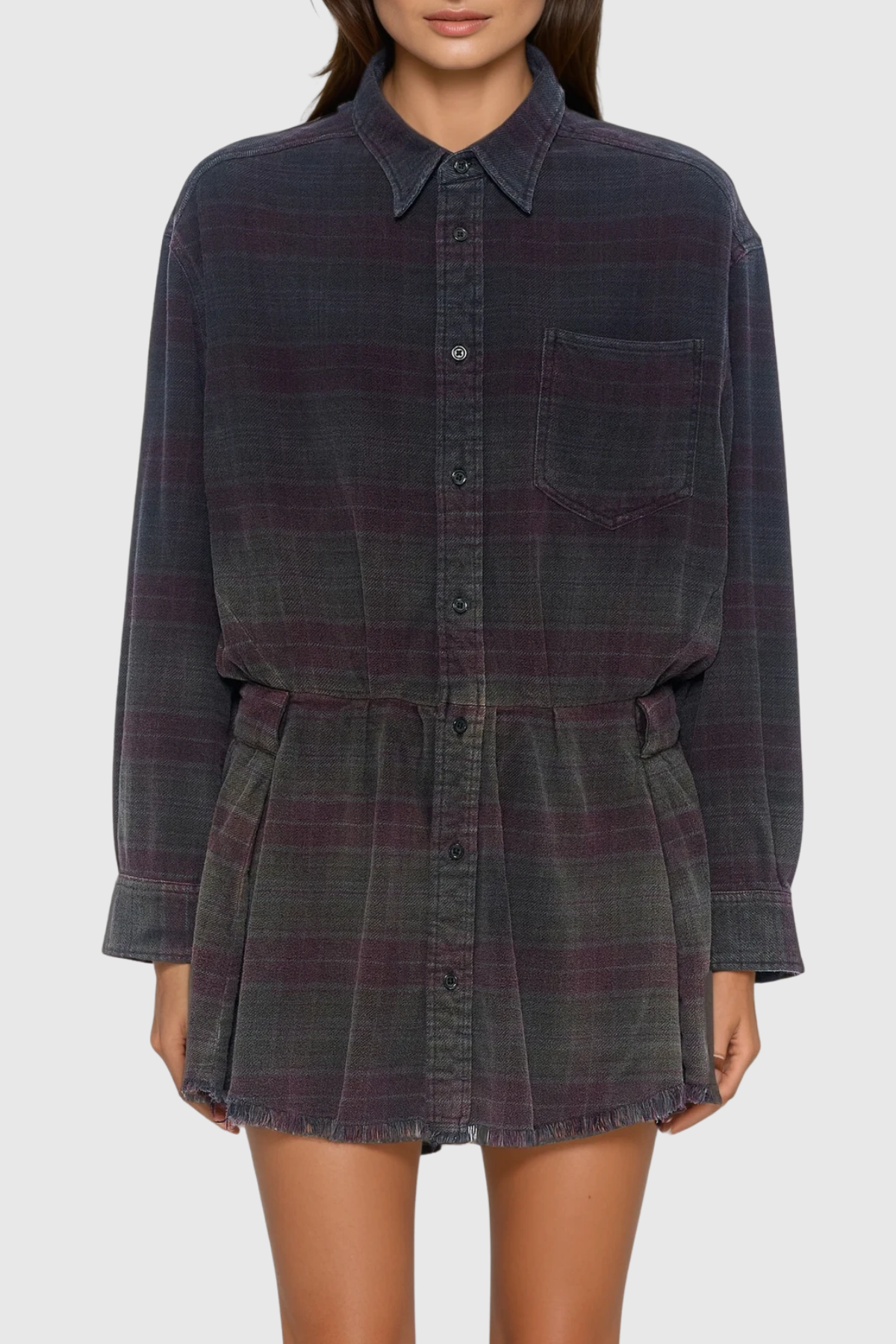 Desiderius Long Sleeve Grid Playsuit