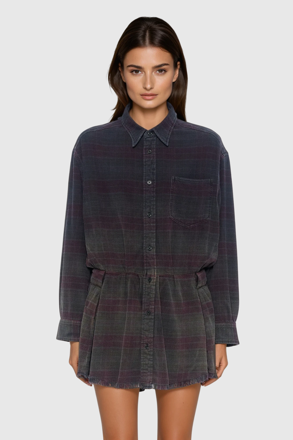 Desiderius Long Sleeve Grid Playsuit