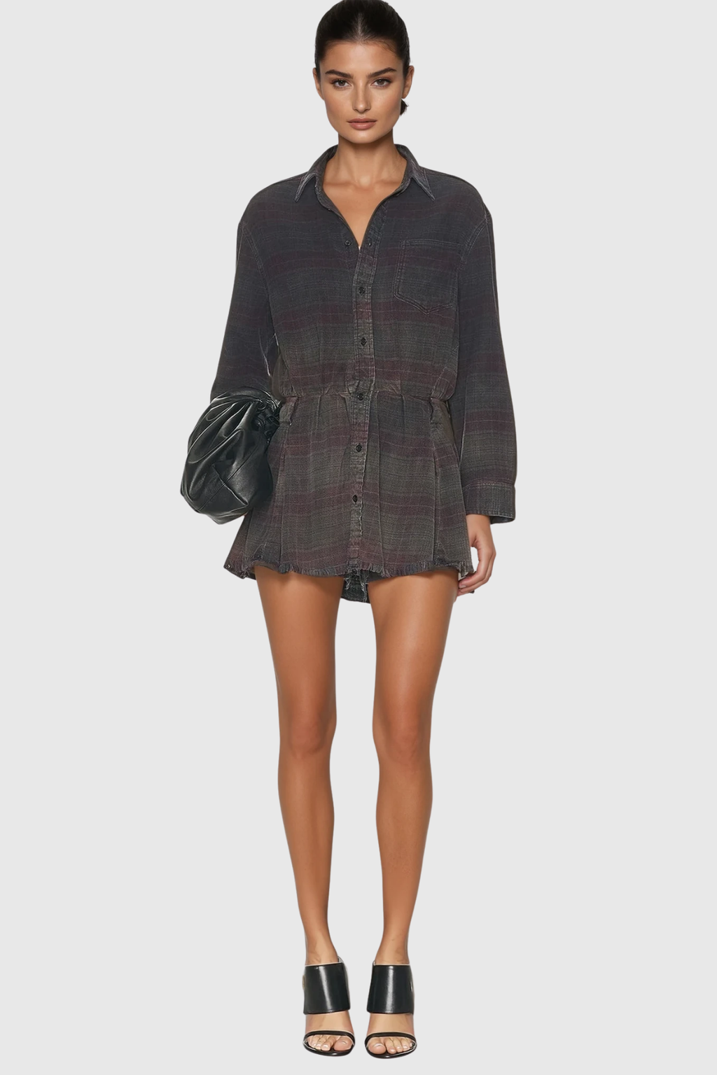 Desiderius Long Sleeve Grid Playsuit