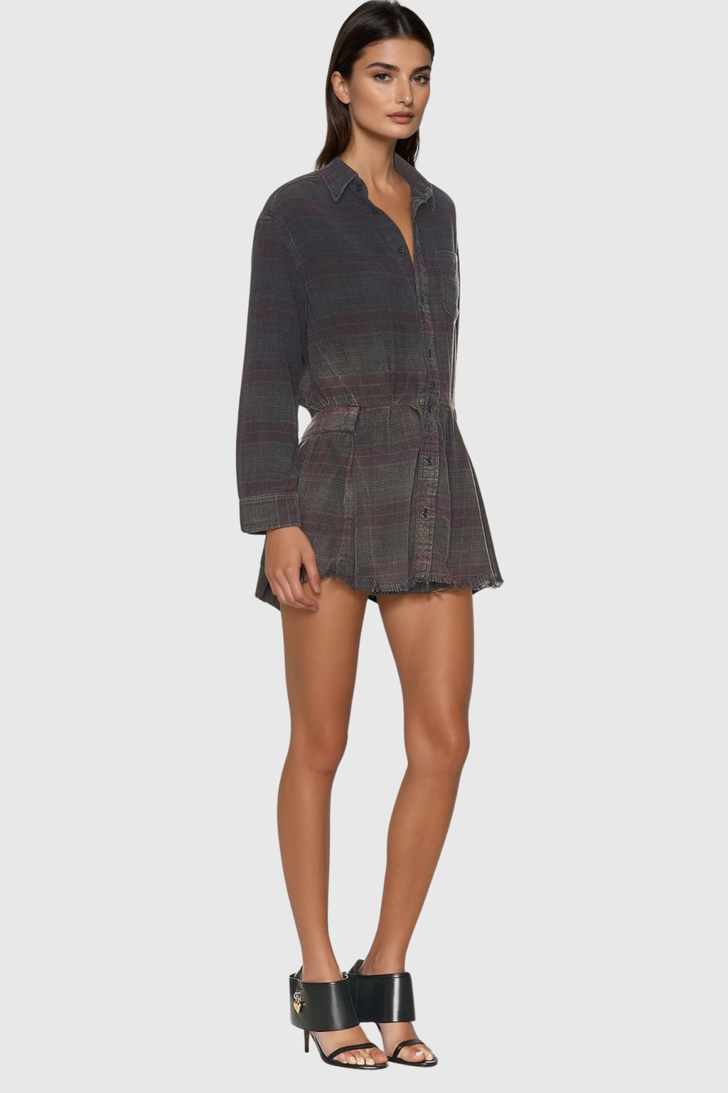 Desiderius Long Sleeve Grid Playsuit