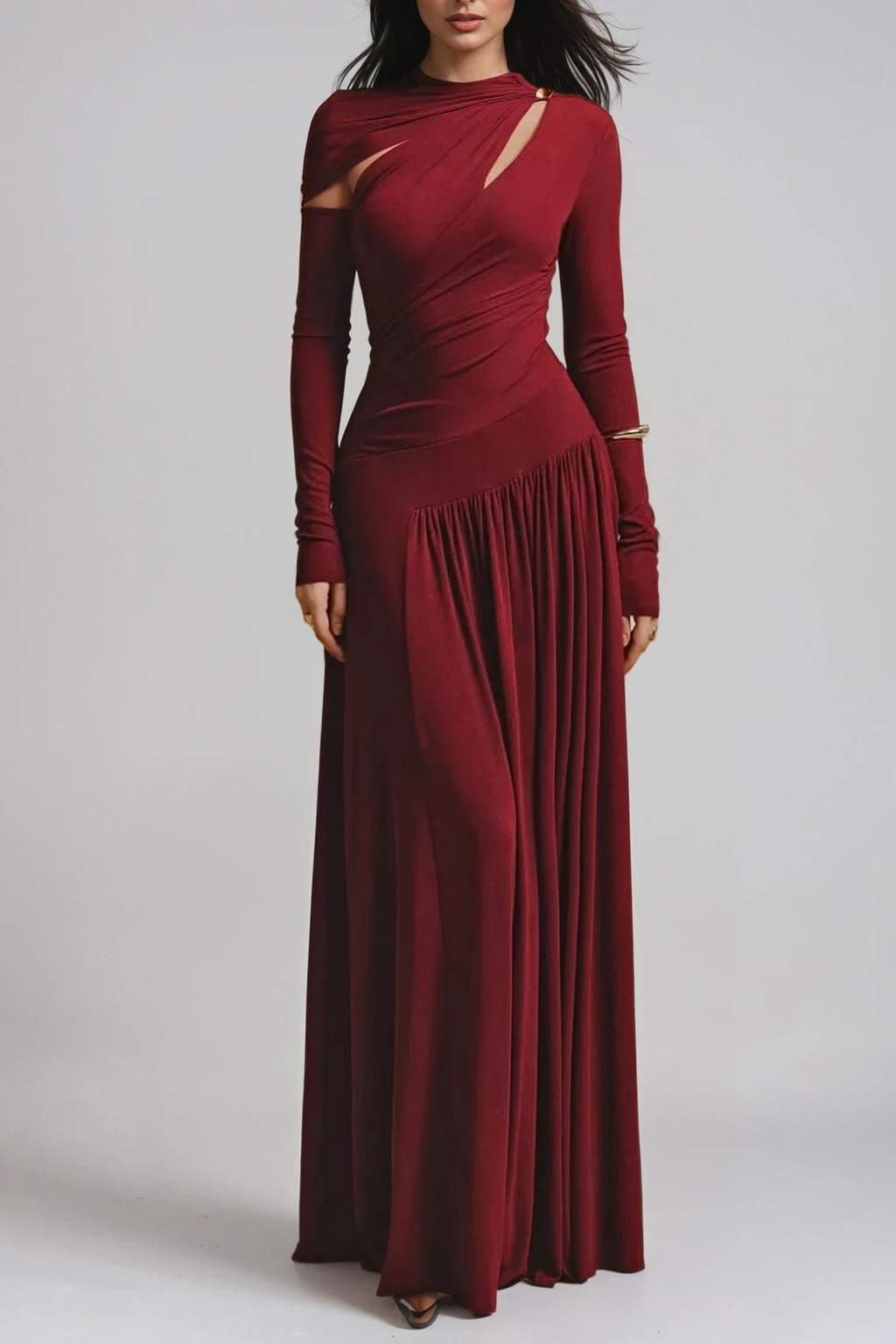 Desirae Cutout Bodycon Ruch Maxi Dress