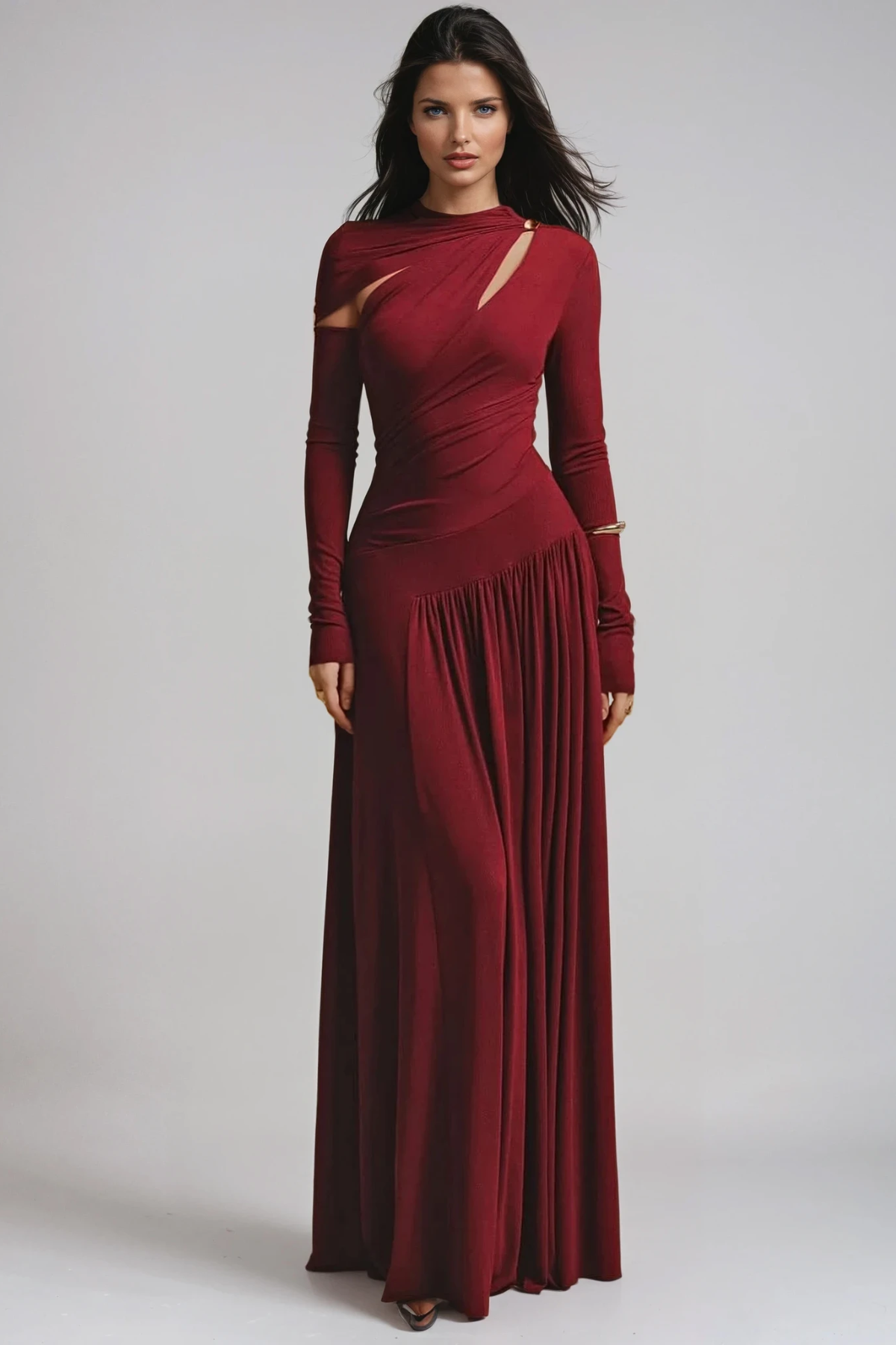 Desirae Cutout Bodycon Ruch Maxi Dress