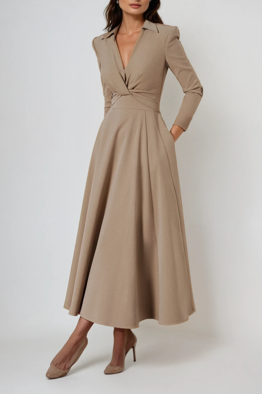 Desmond Long Sleeve Twist Ruffle Maxi Dress