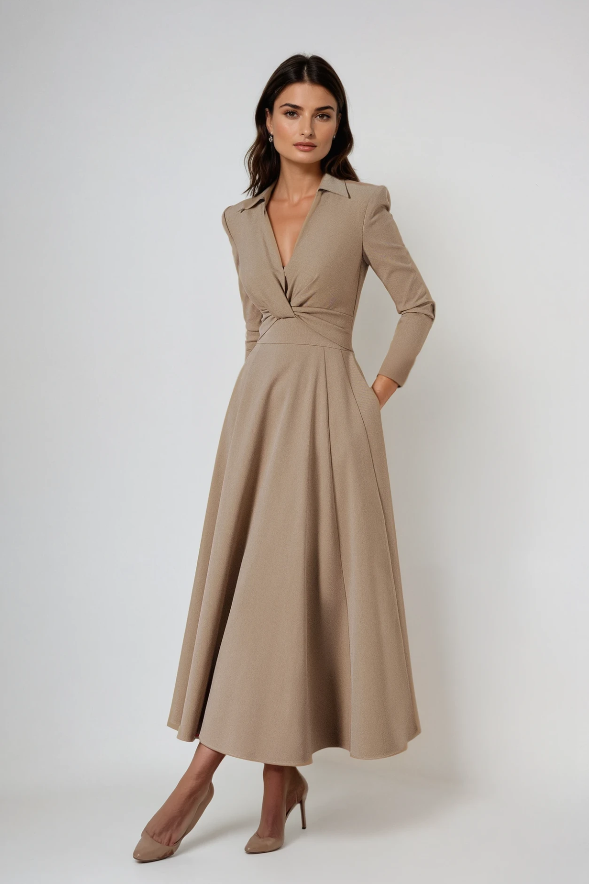 Desmond Long Sleeve Twist Ruffle Maxi Dress
