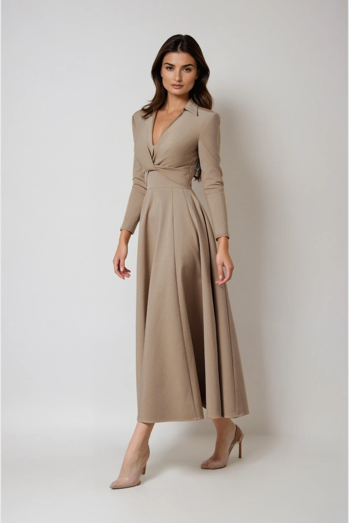 Desmond Long Sleeve Twist Ruffle Maxi Dress