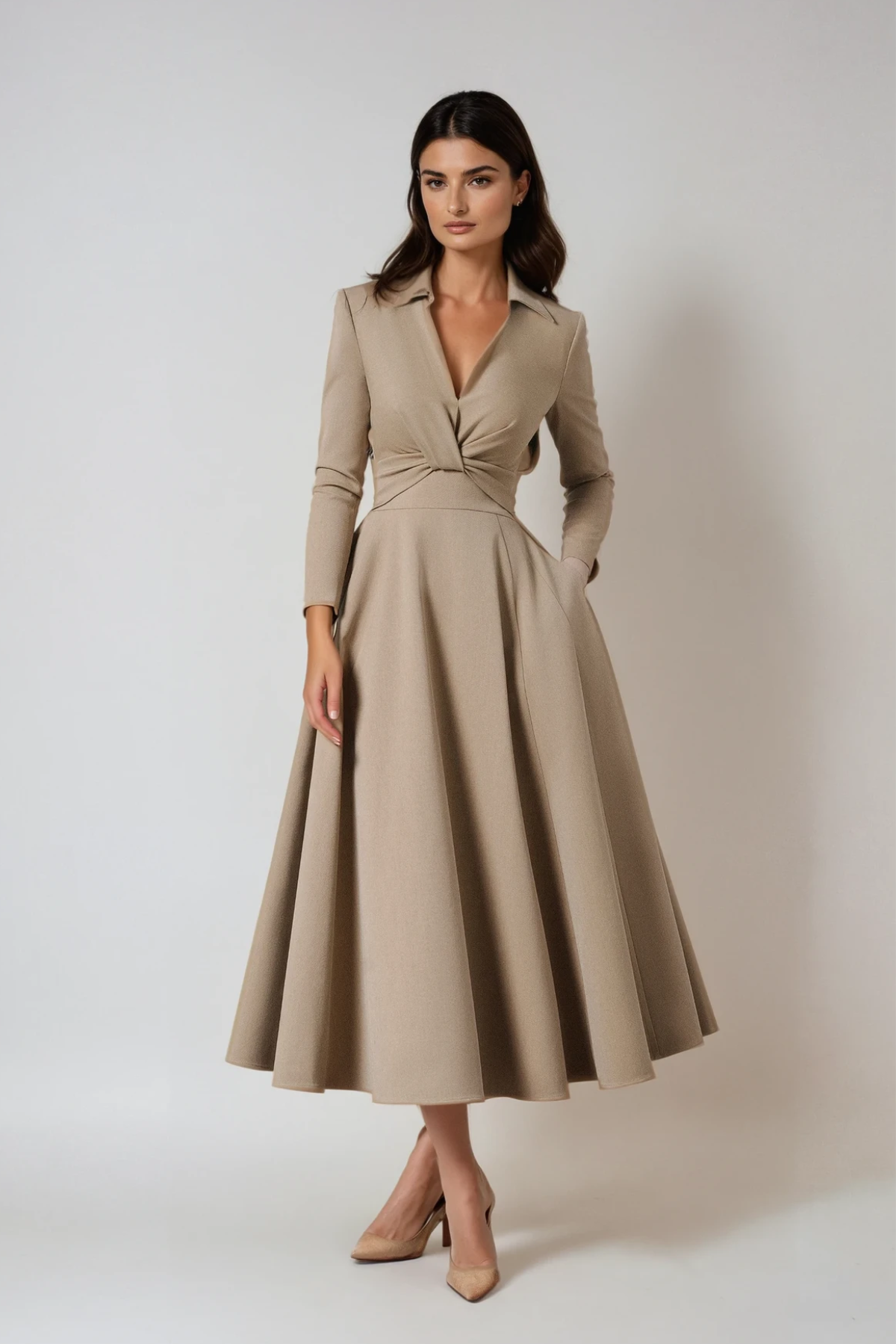 Desmond Long Sleeve Twist Ruffle Maxi Dress