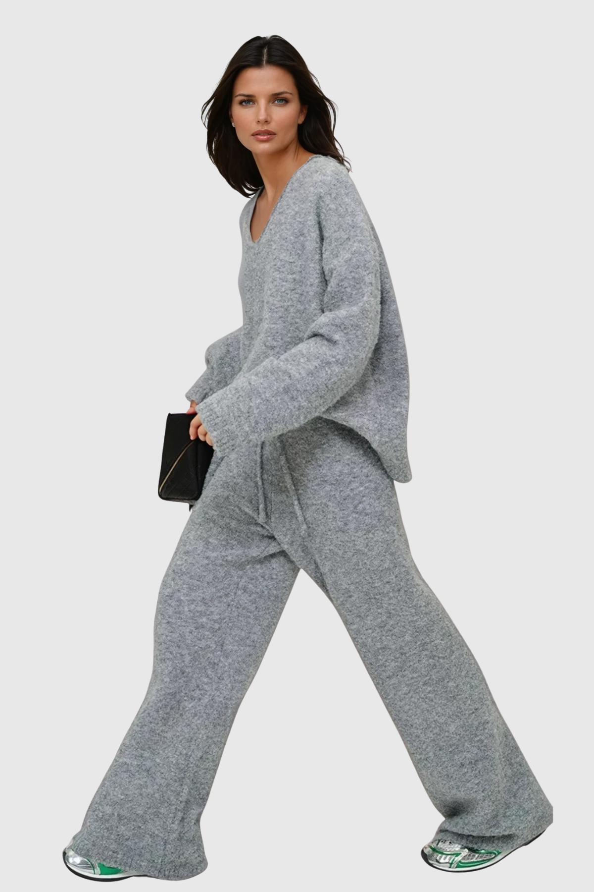 Dessie V Neck Knit Three Piece Pants Set