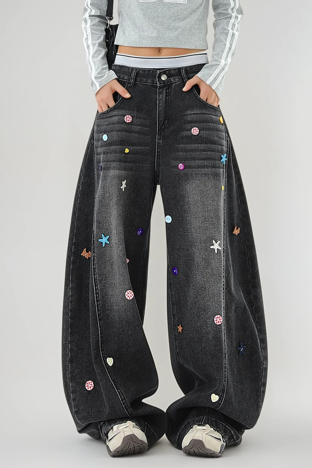 Desta Embellished Deconstruct Jeans In Black