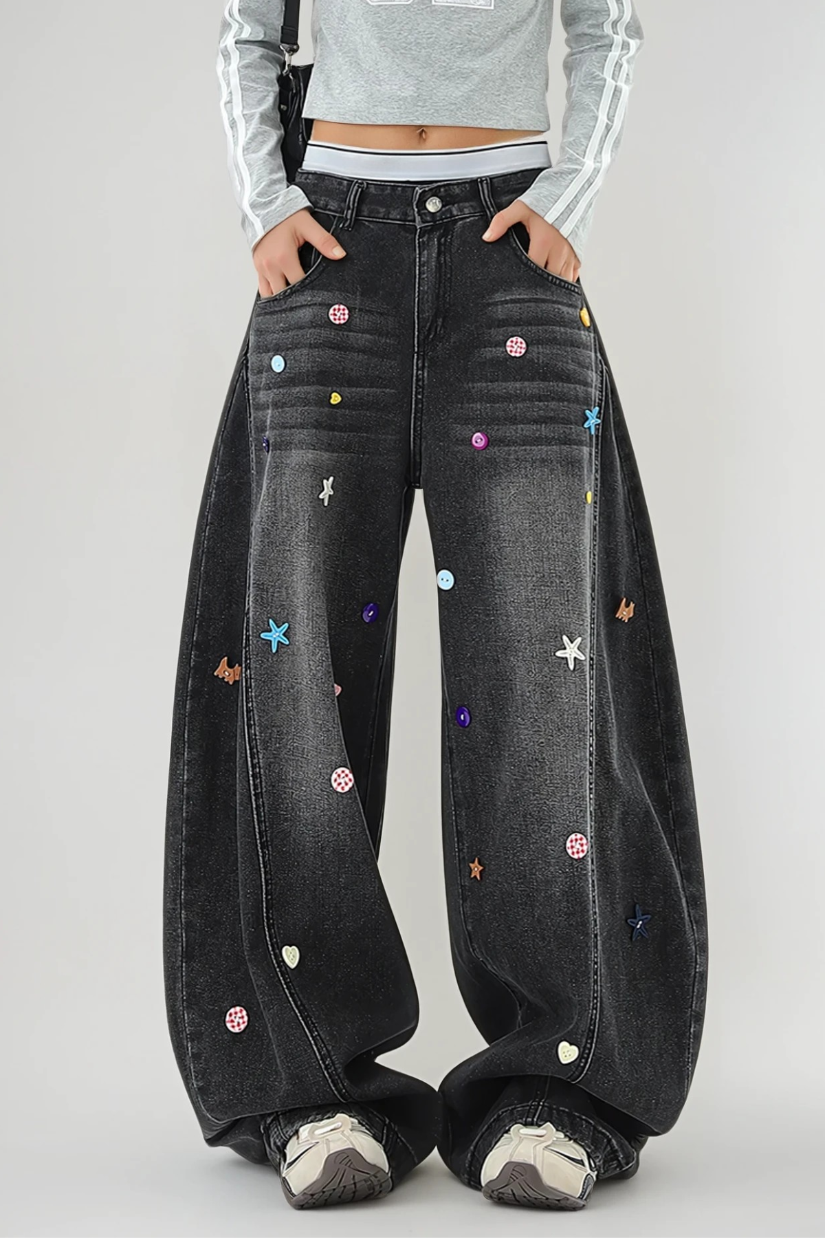 Desta Embellished Deconstruct Jeans In Black