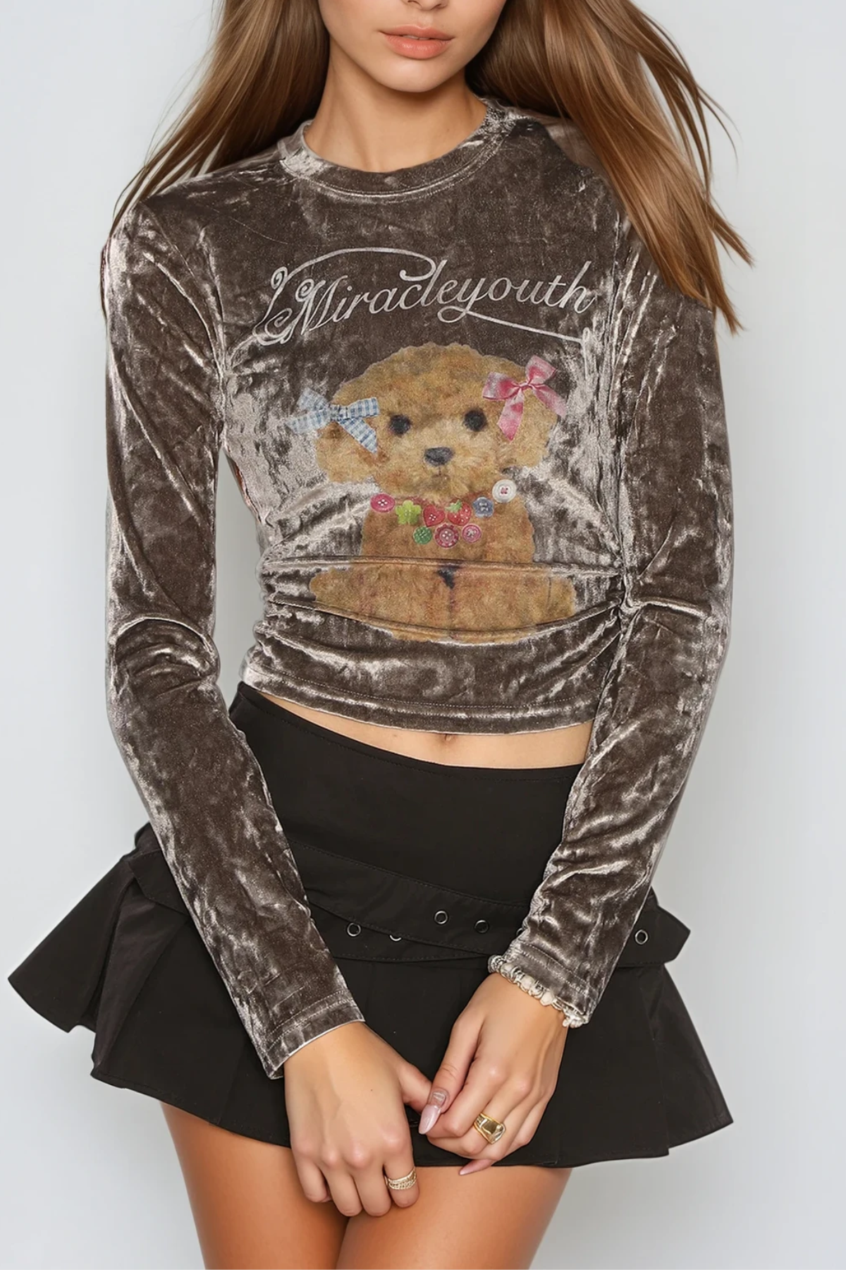 Destinee Print Top In Grey