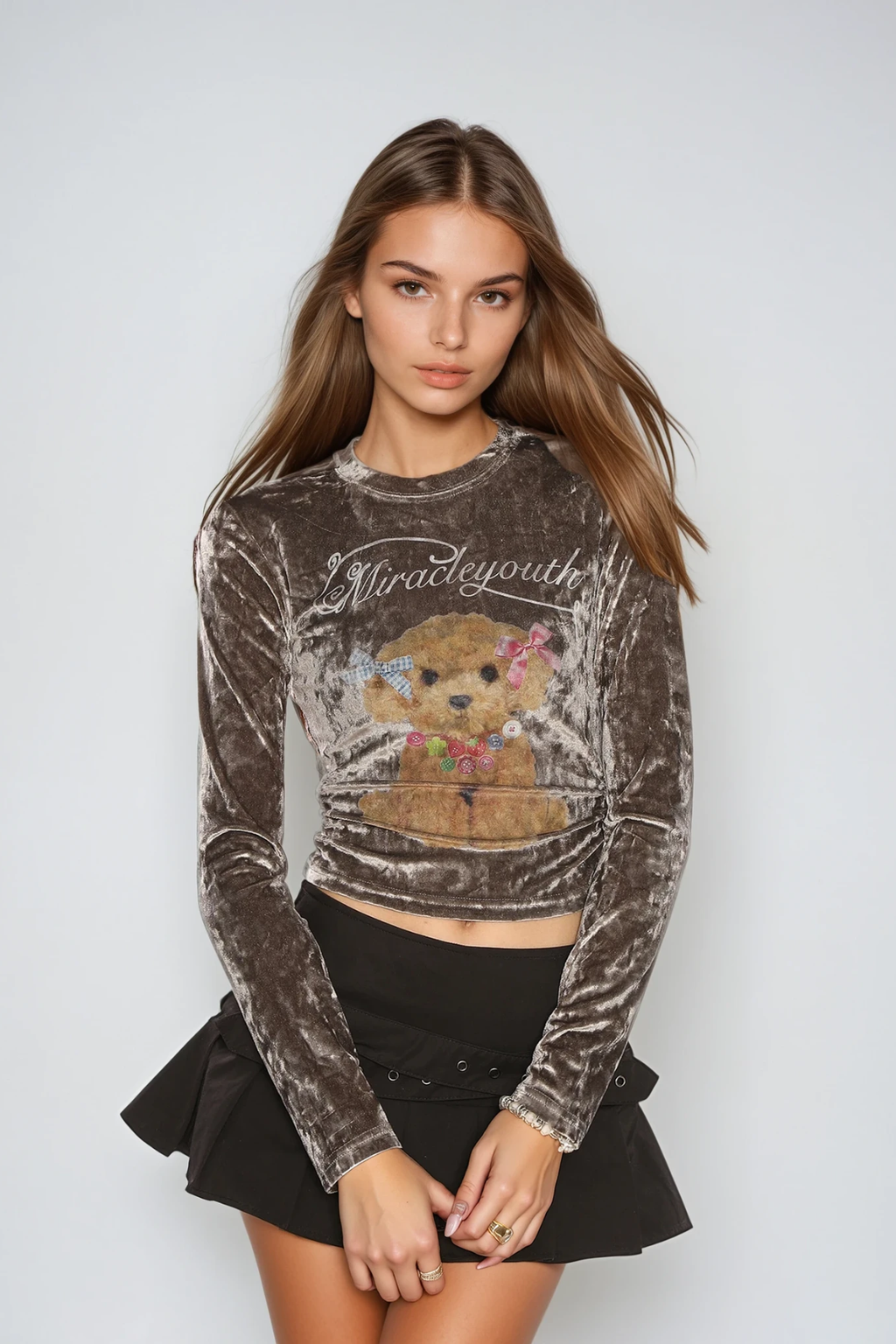 Destinee Print Top In Grey