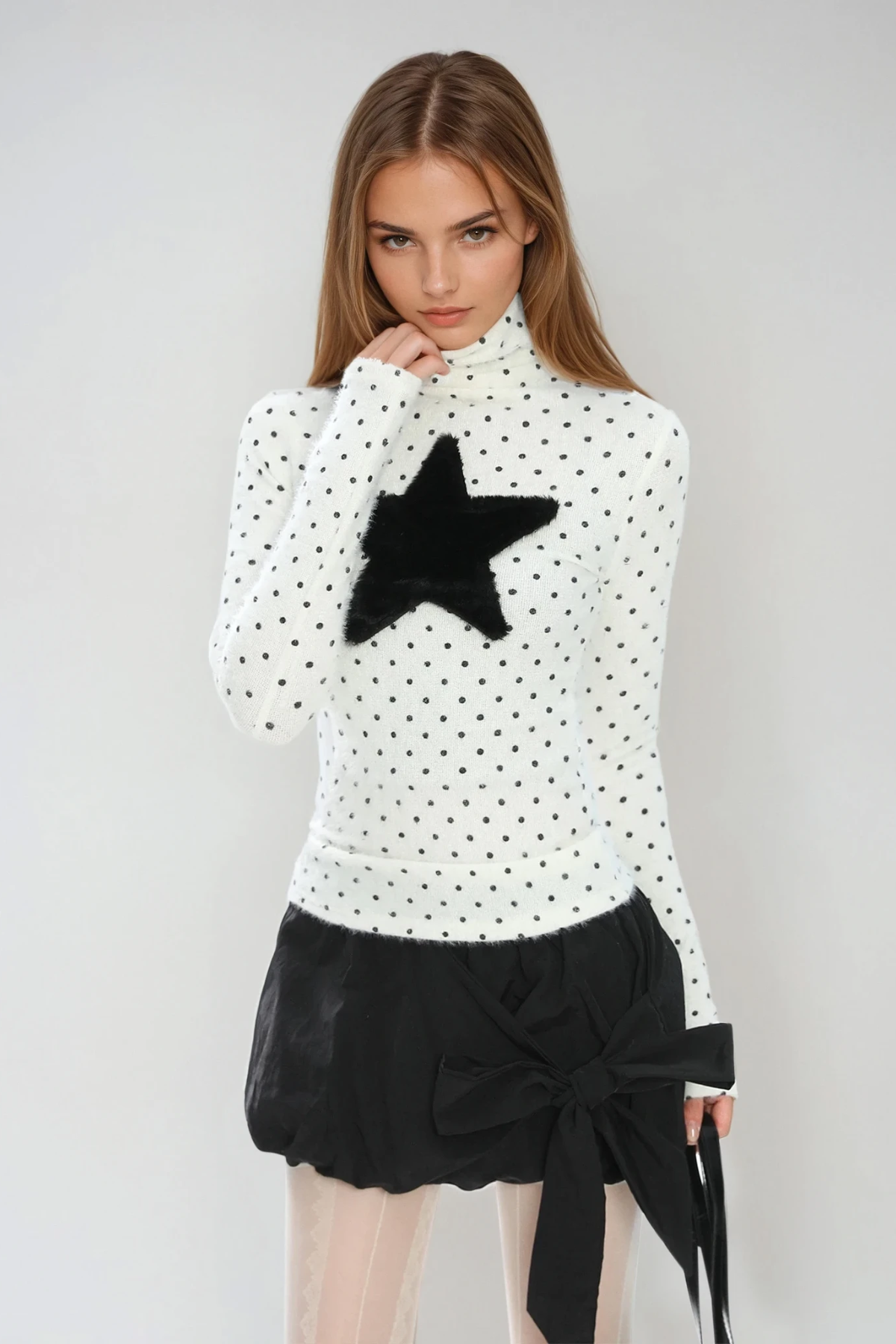 Destiney High Neck Dot Star Top