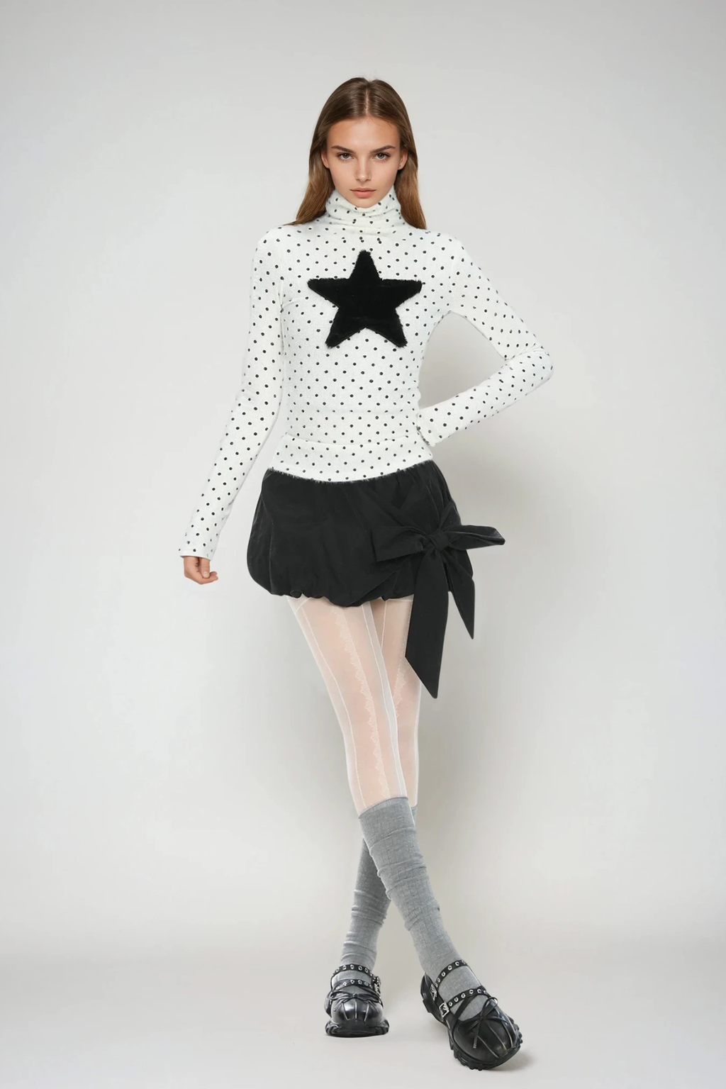 Destiney High Neck Dot Star Top