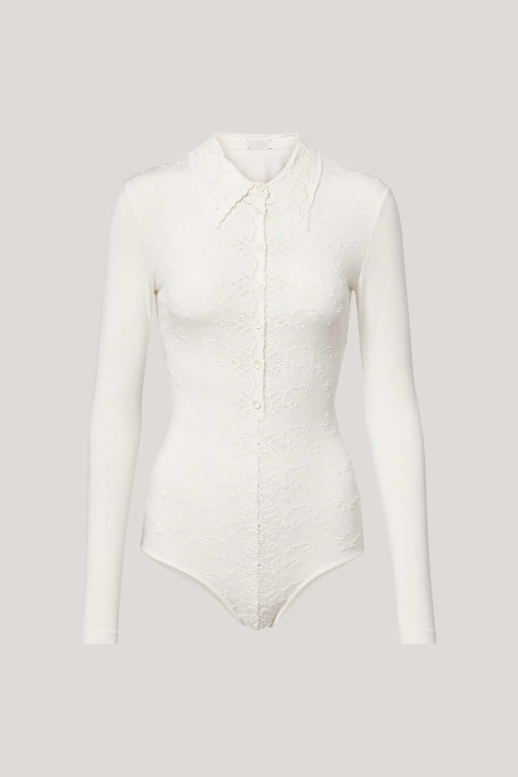 Devadas Long Sleeve Embroidered Bodysuit In White